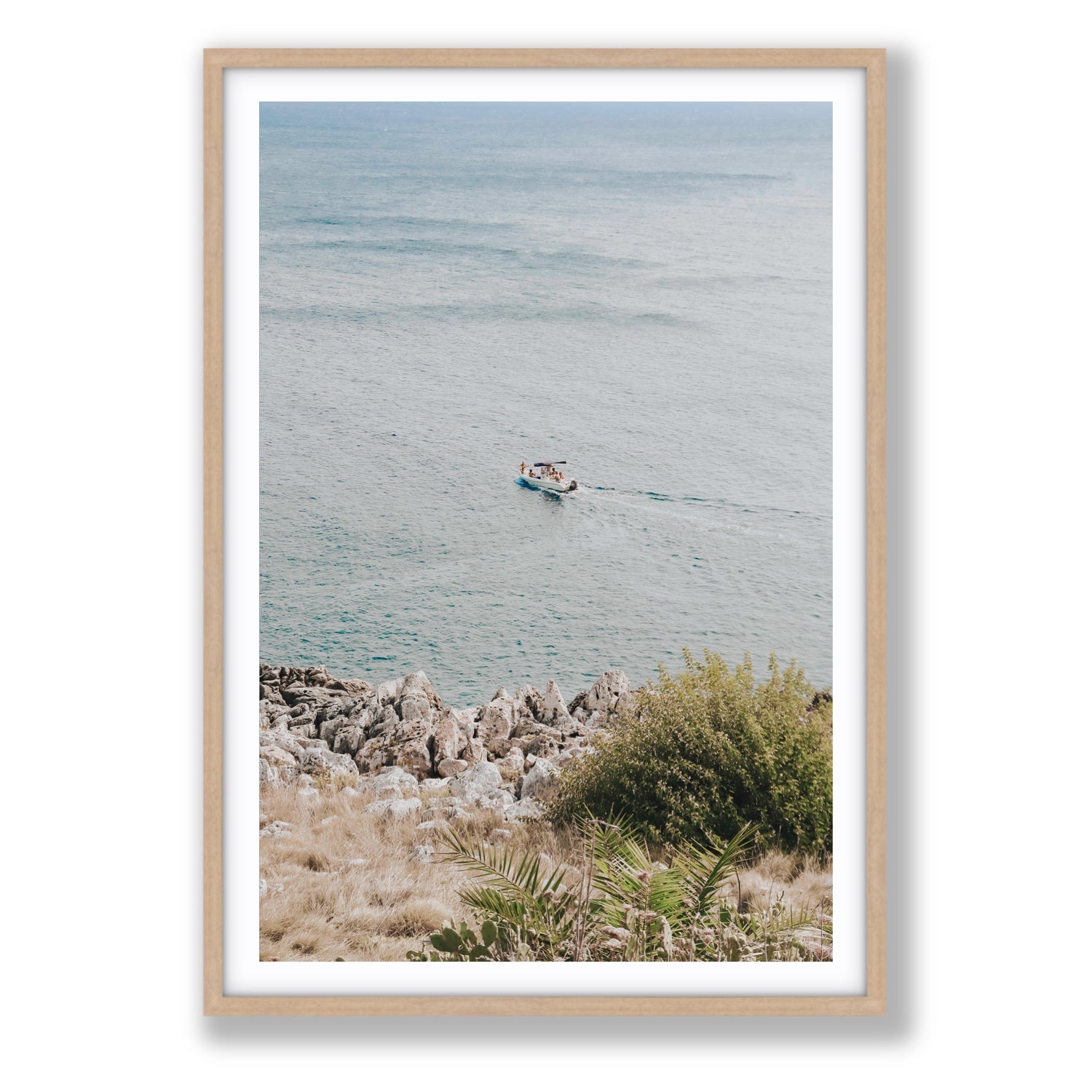 Puglian Departure Puglia coastal Italian wall art Statement fine art print in natural oak frame with matboard