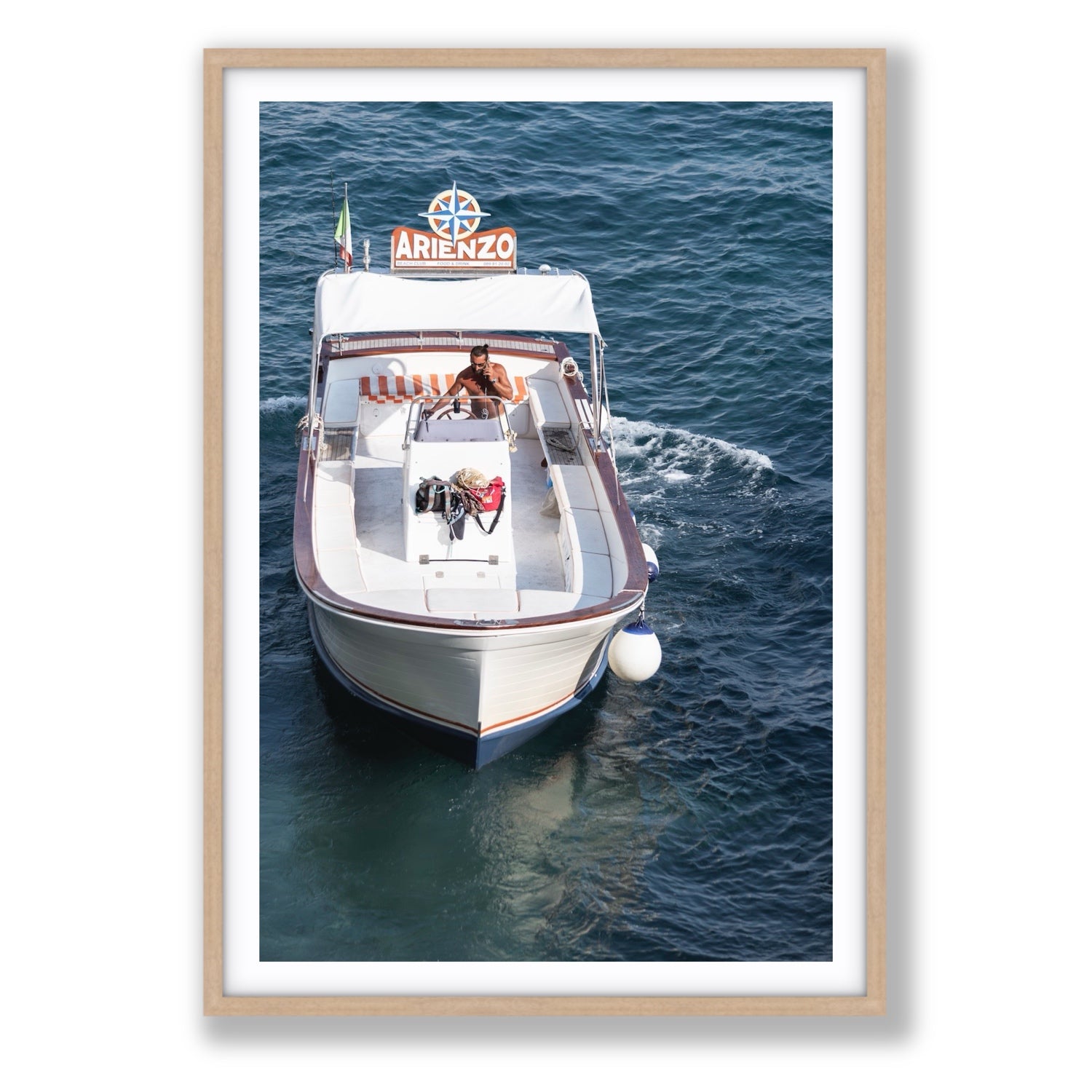 Pilota di Motoscafo fine art print, Positano, Italy, Statement, Natural Oak Frame · Matboard, Fine Art Print