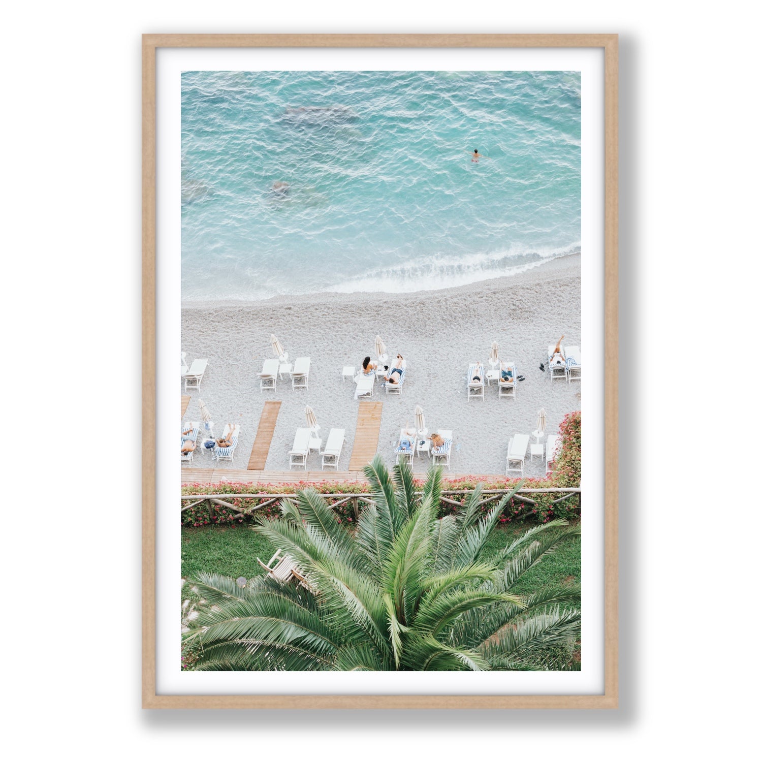 Paradiso Amalfi Mediterranean wall art Statement fine art print in natural oak frame with matboard