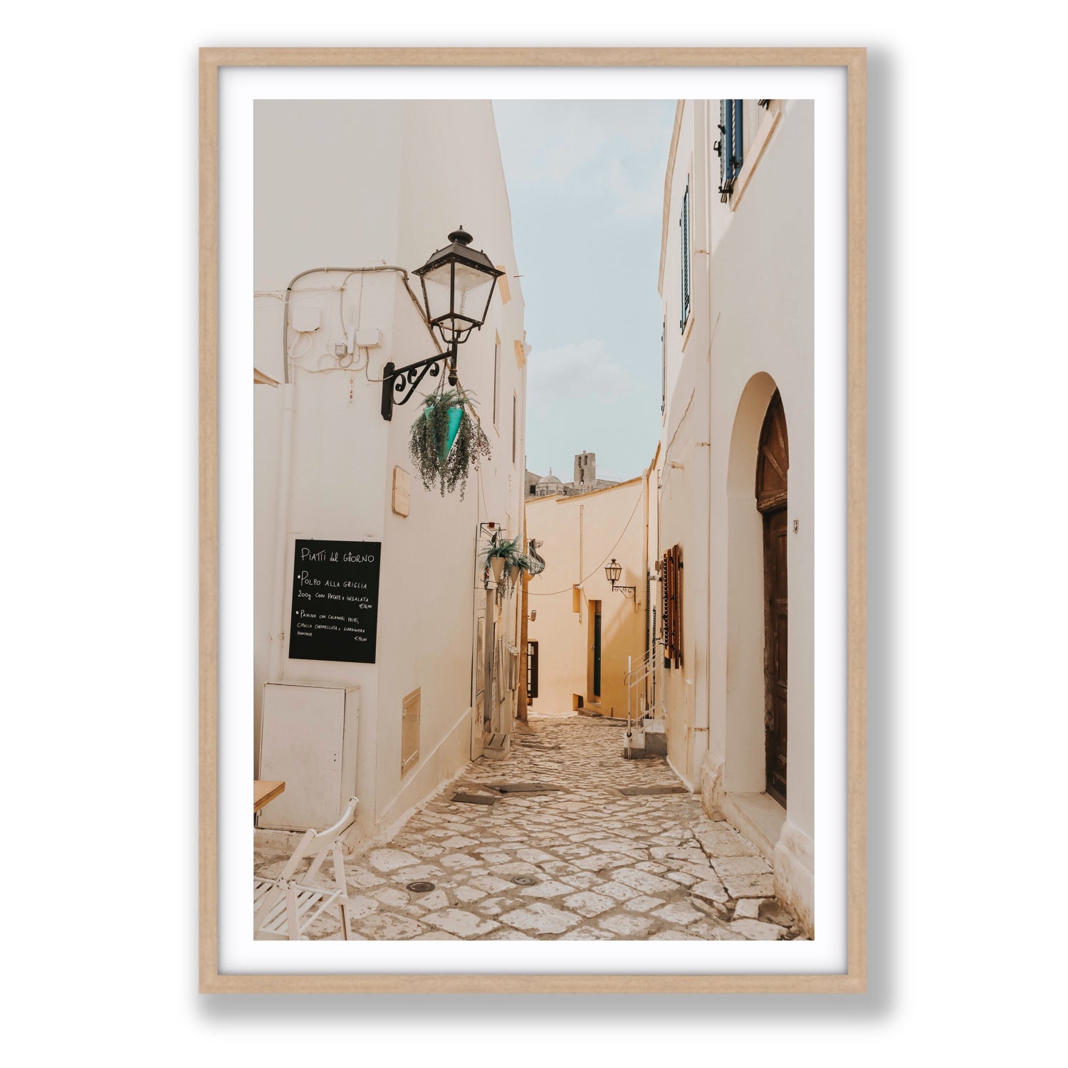 Twilight Passage Puglia Italian wall art Statement fine art print in natural oak frame with matboard