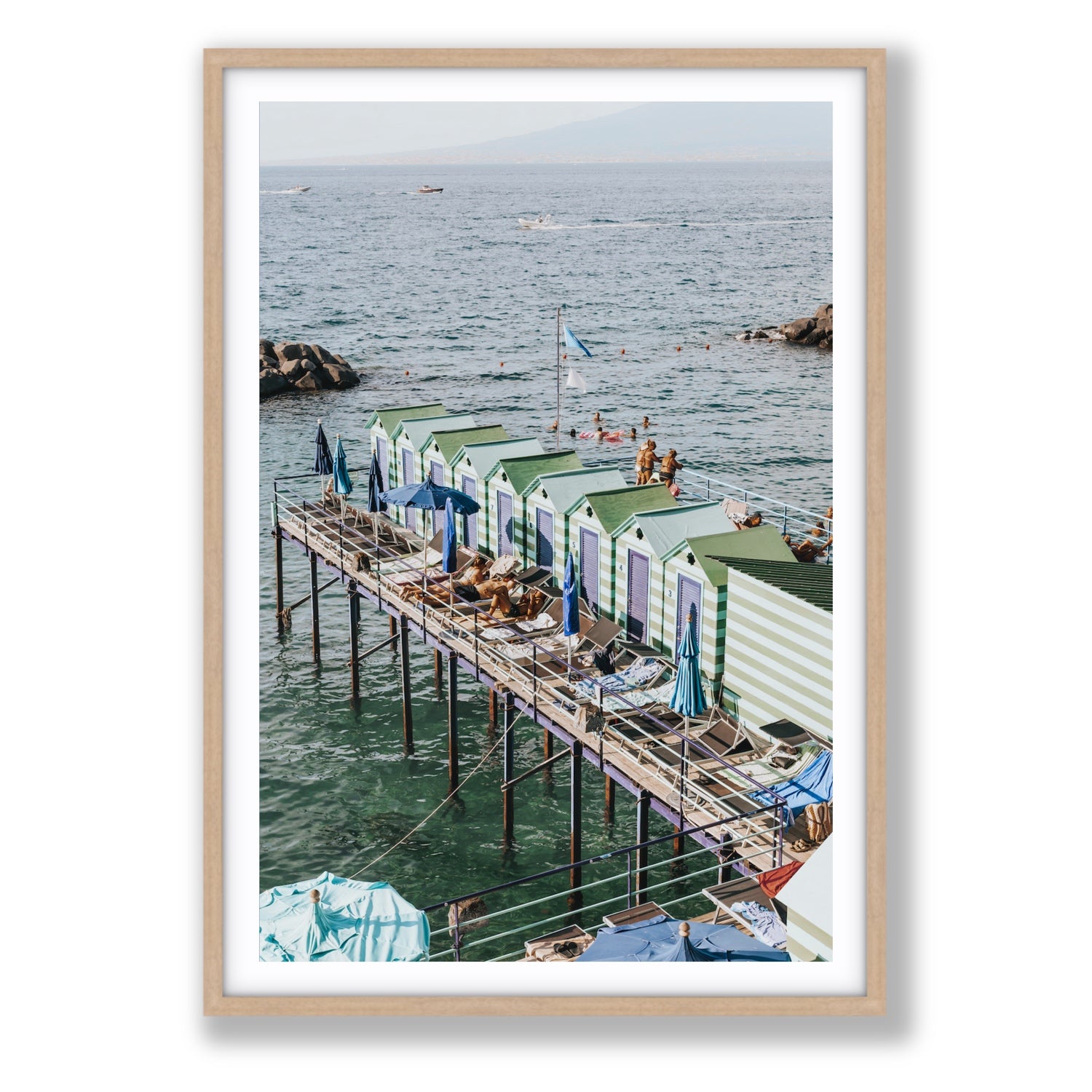 Cabine da Spiaggia fine art print, Sorrento, Italy, Statement, Natural Oak Frame · Matboard, Fine Art Print