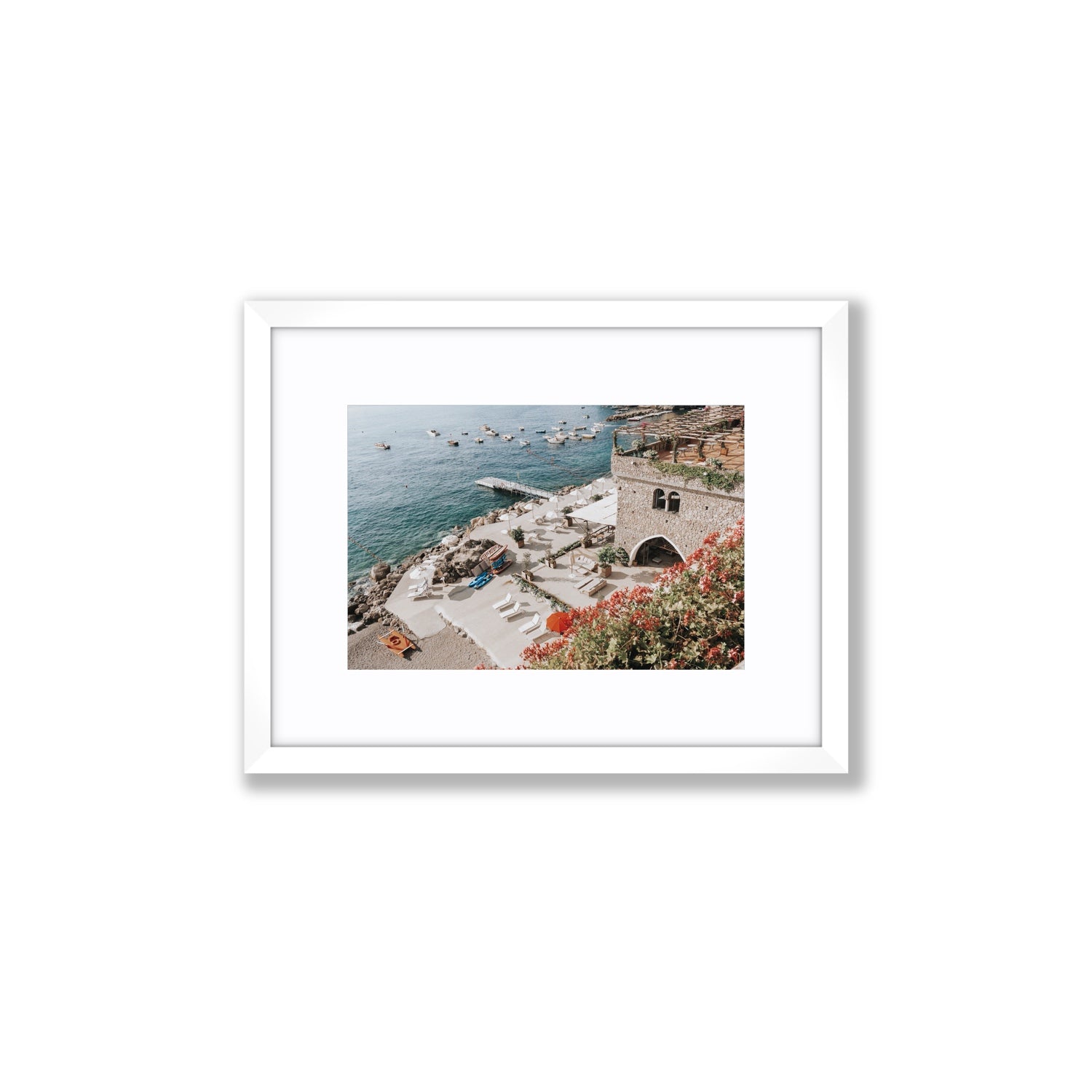 Floral Fortress fine art print, Amalfi, Italy, Small, White Frame · Matboard, Fine Art Print