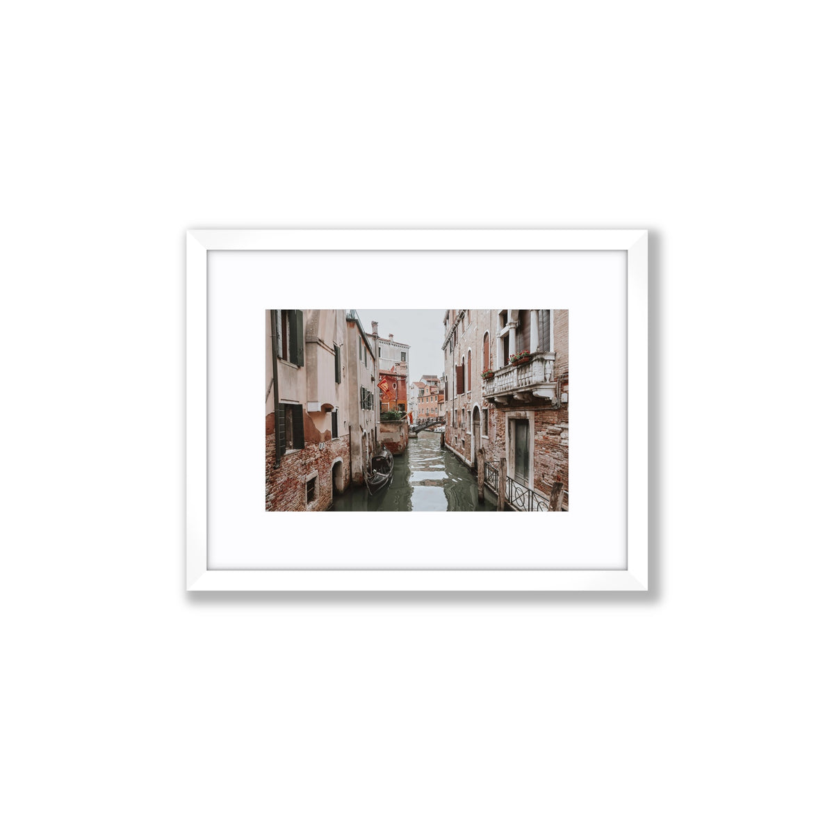 Venetian Gothic Venice Canal Italian wall art Small fine art print in white frame with matboard