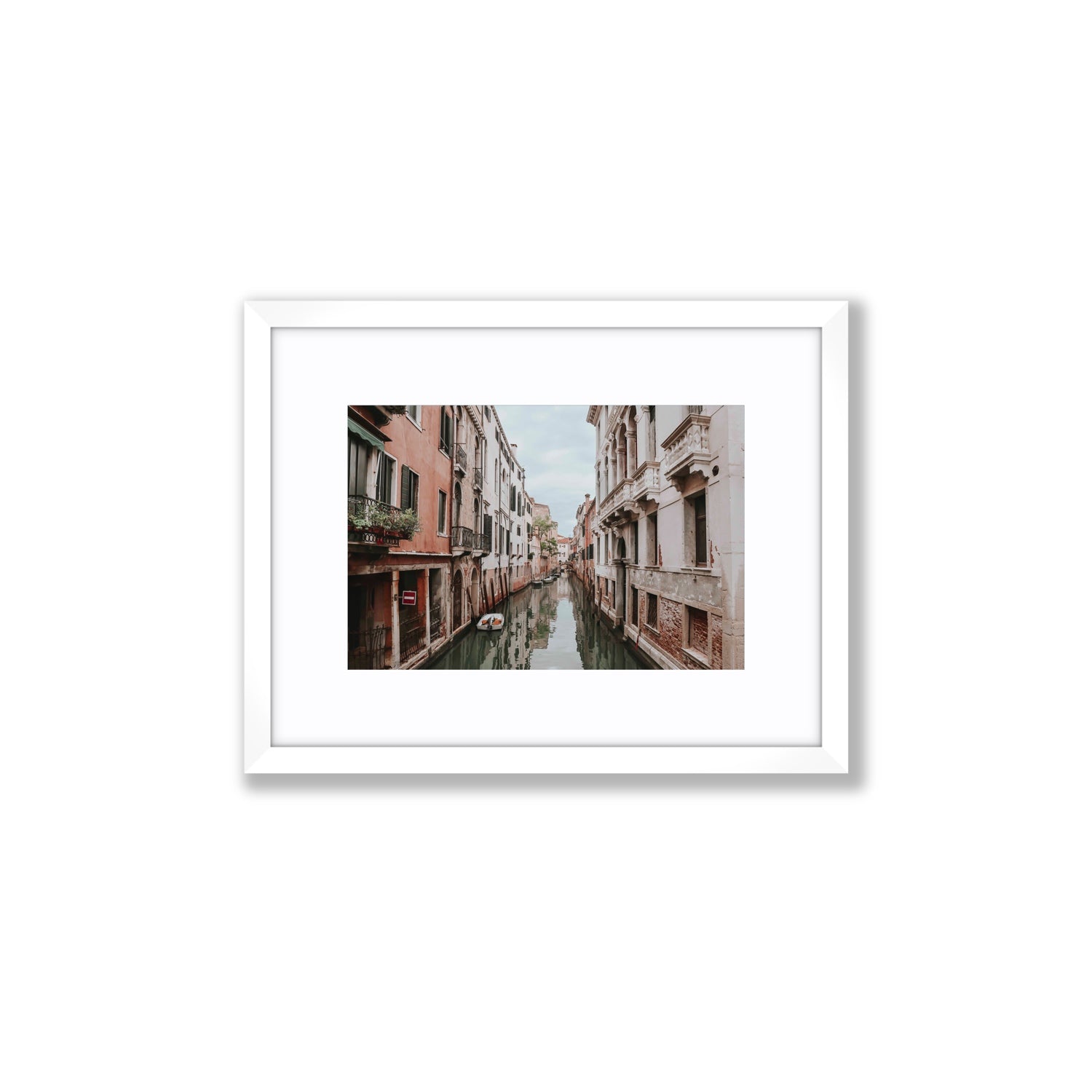 The Floating City Venice Canal Italian decor wall art Small fine art print in white frame with matboard