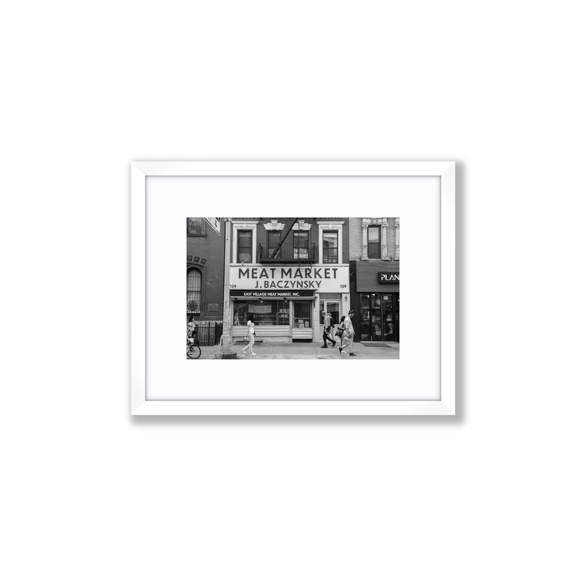 Meat District New York NYC Black & White wall art Small fine art print in white frame with matboard