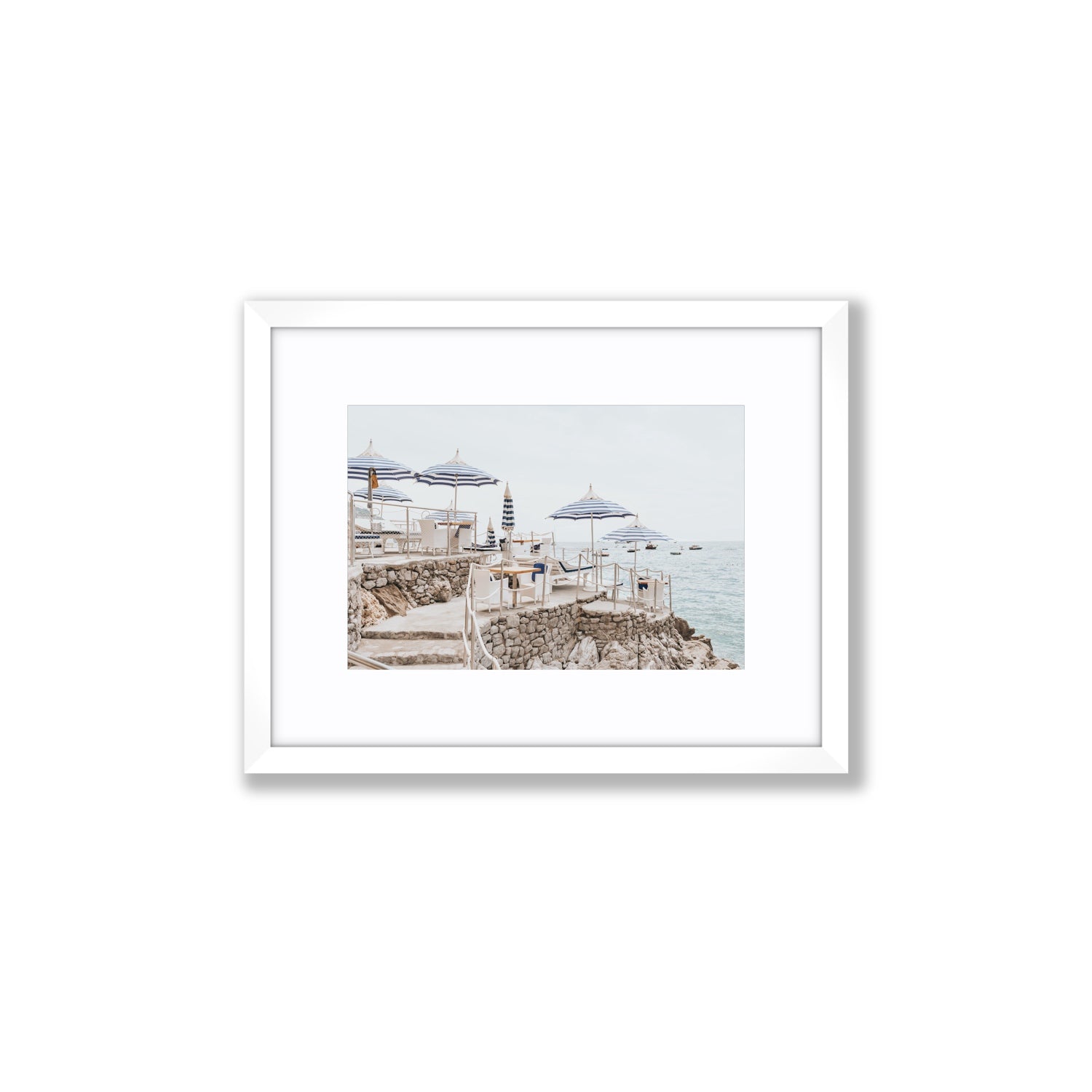 Ombrelloni fine art print, Positano, Italy, Small, White Frame · Matboard, Fine Art Print