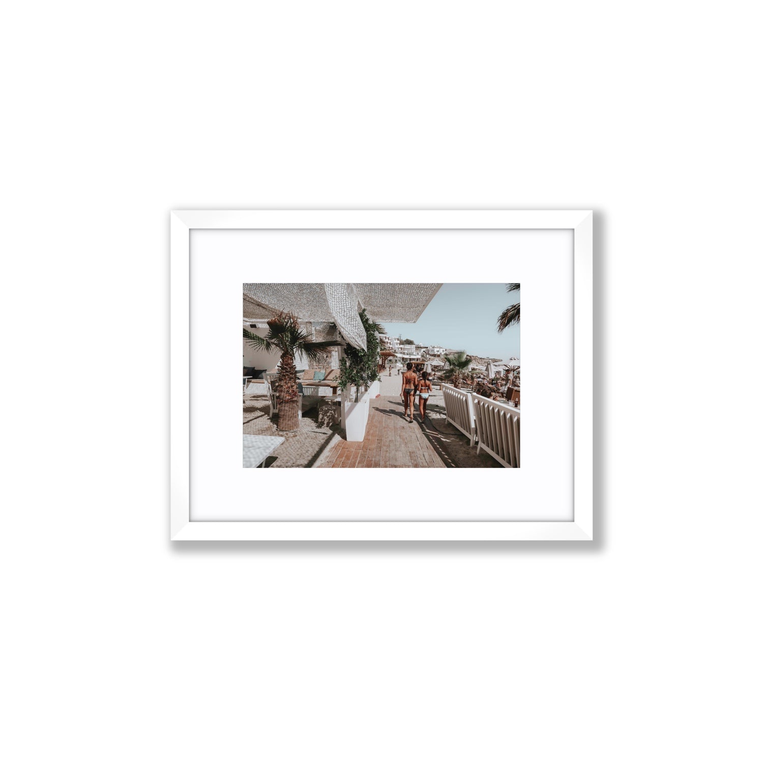 Mitera Kori Mykonos Greek island wall art Small fine art print in white frame with matboard
