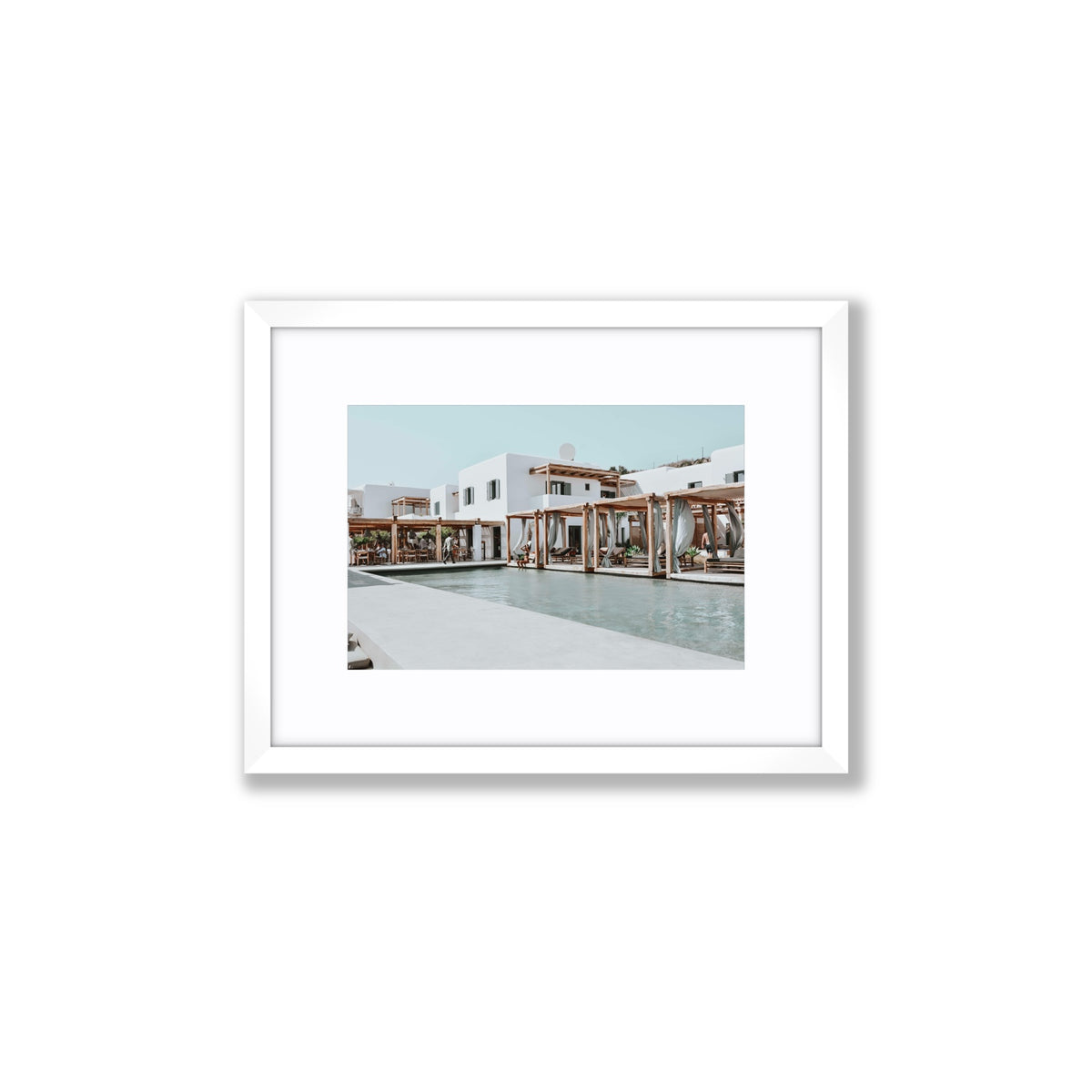 Polytelís Mykonos Greek island wall art Small fine art print in white frame with matboard