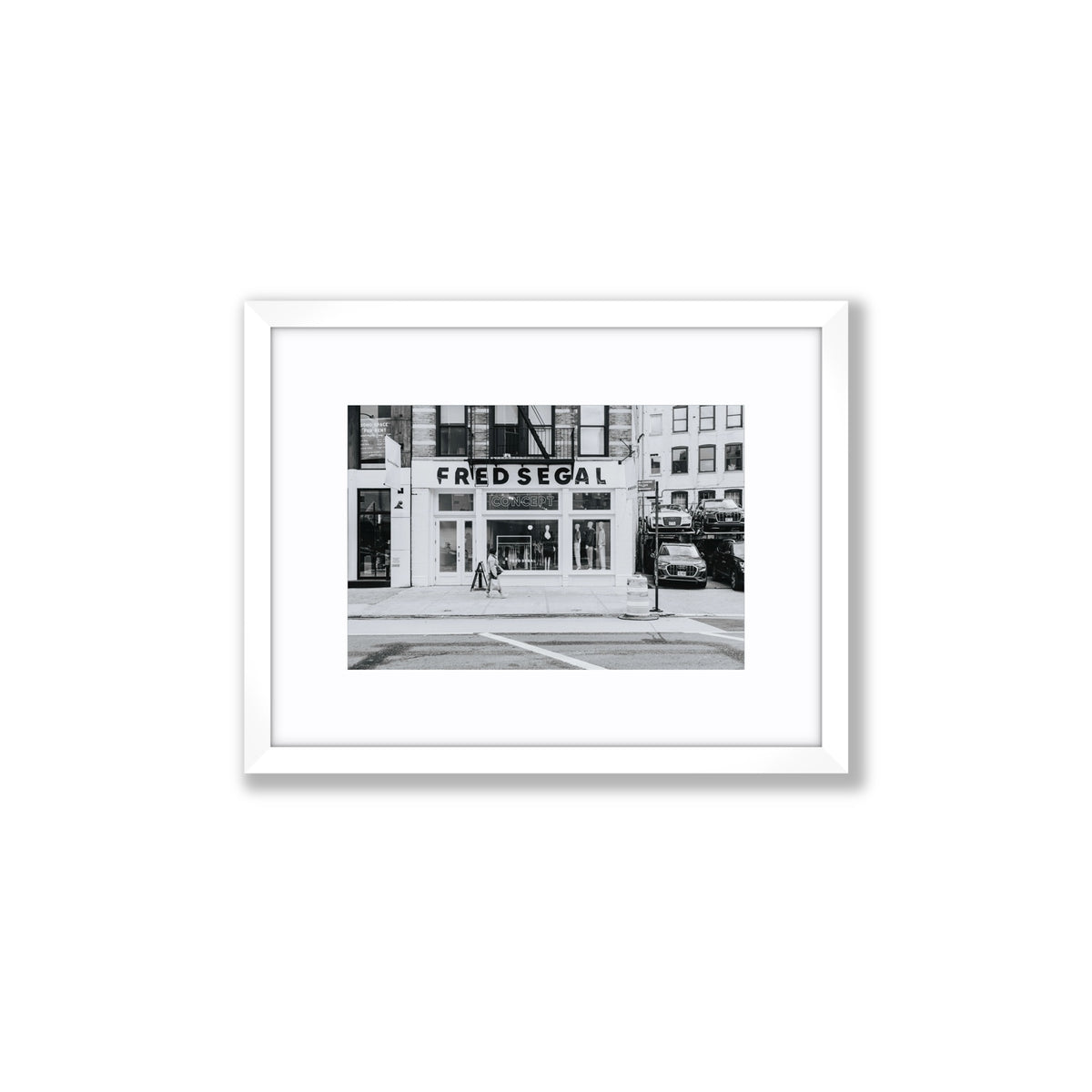 Noir York New York NYC Black & White wall art Small fine art print in white frame with matboard