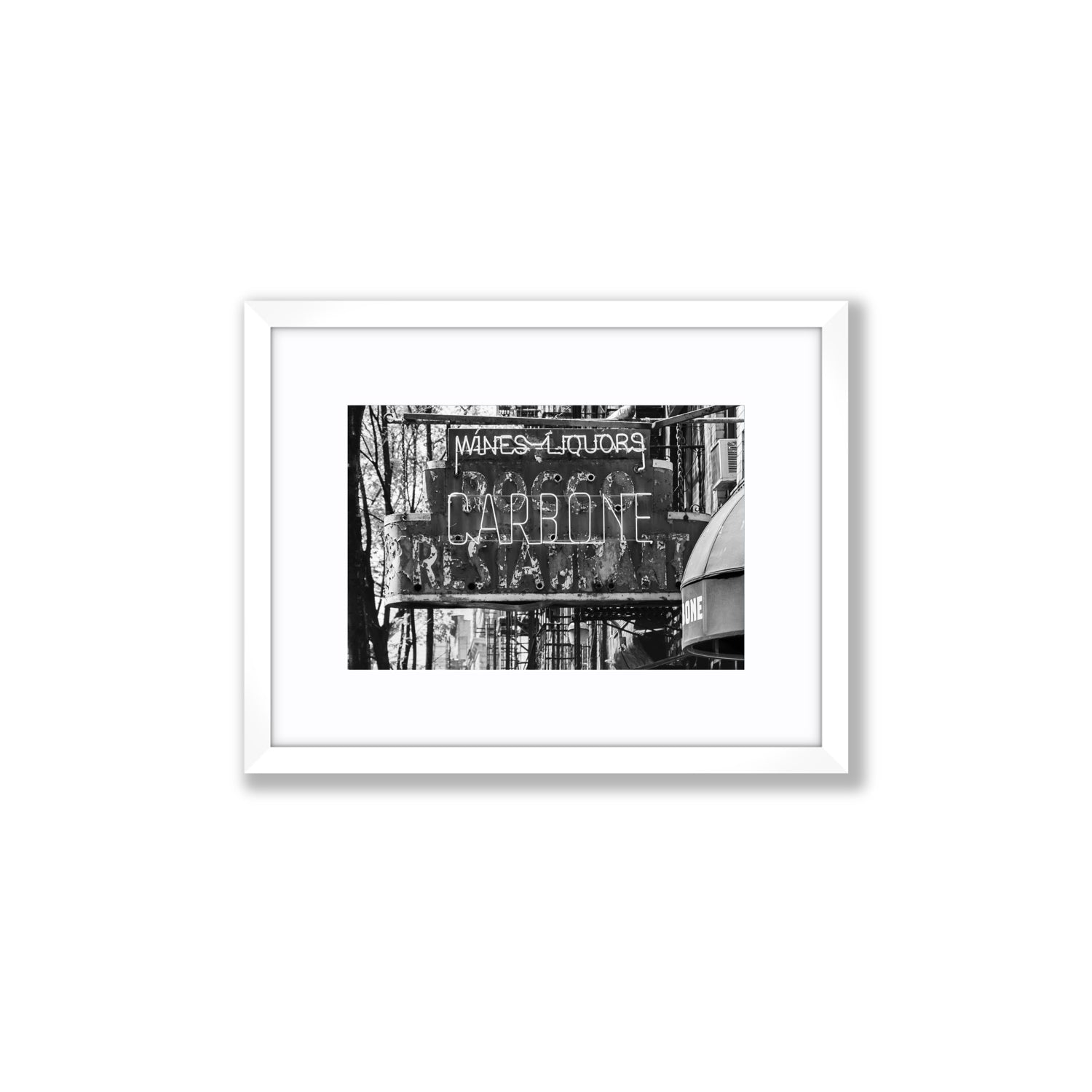 Thompson Street New York NYC Black & White wall art Small fine art print in white frame with matboard