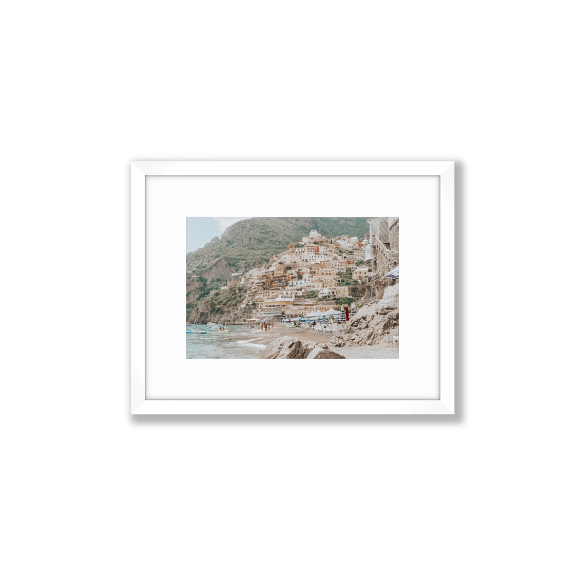 Sogno di Positano Positano Amalfi Coast Italian wall art Small fine art print in white frame with matboard