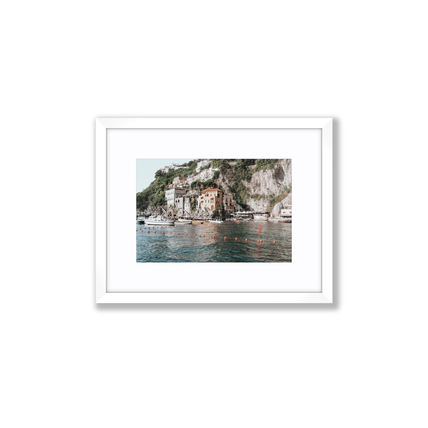 Amalfi Villas fine art print, Amalfi, Italy, coastal scenes artwork, Small, White Frame · Matboard, Fine Art Print
