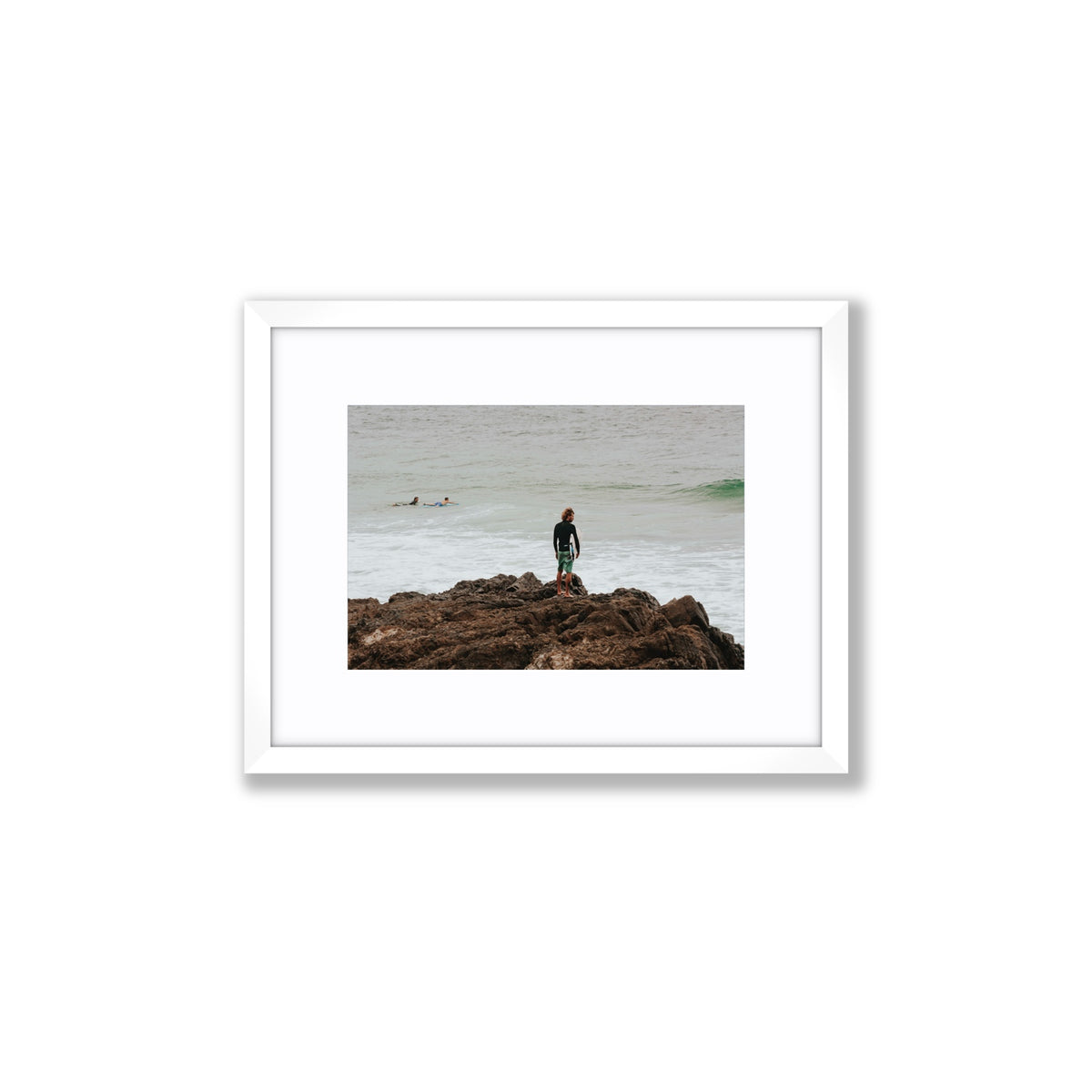 Let The Sea Set You Free Byron Bay Surf wall art Small fine art print in white frame with matboard