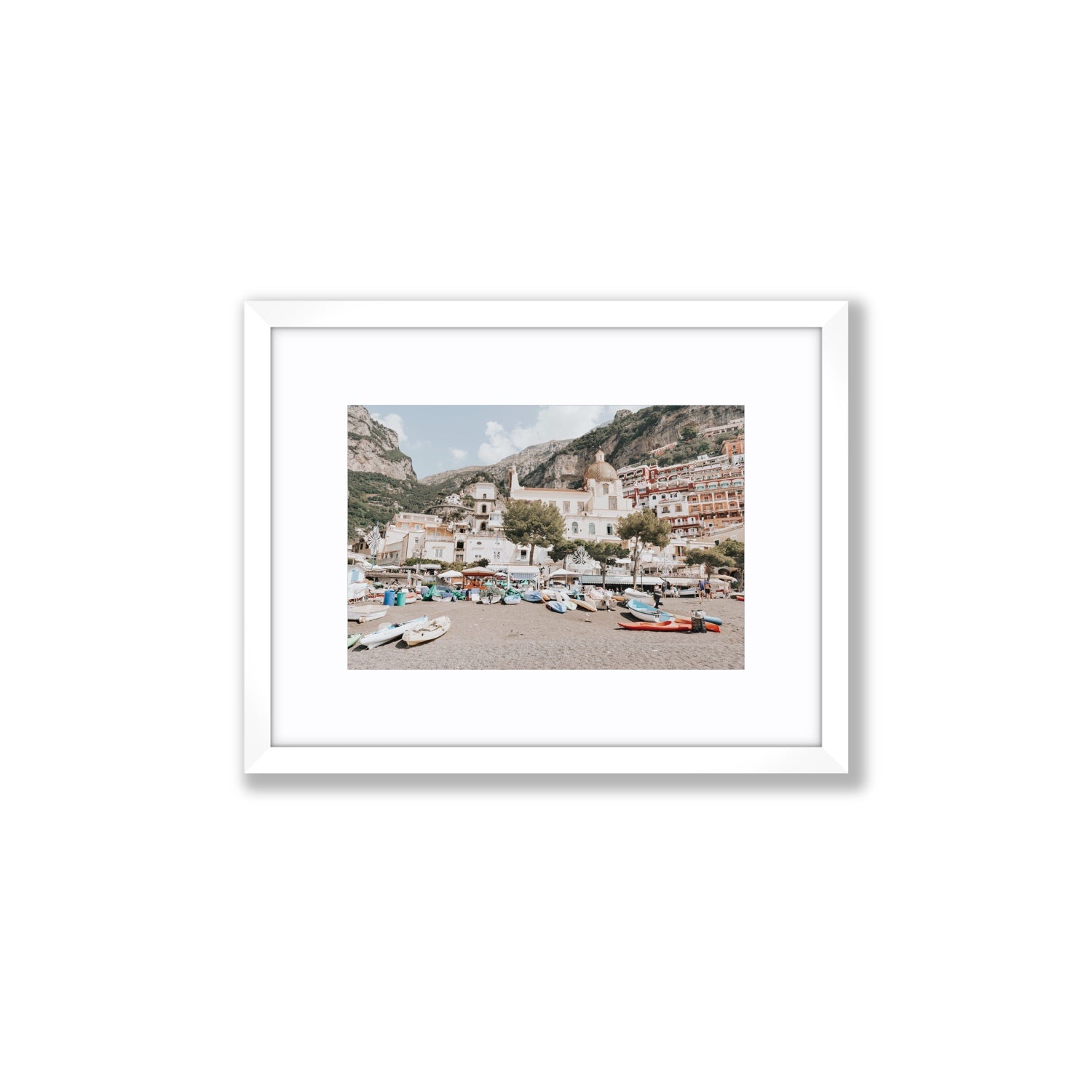 Pastel Paradise fine art print, Positano, Italy, Small, White Frame · Matboard, Fine Art Print
