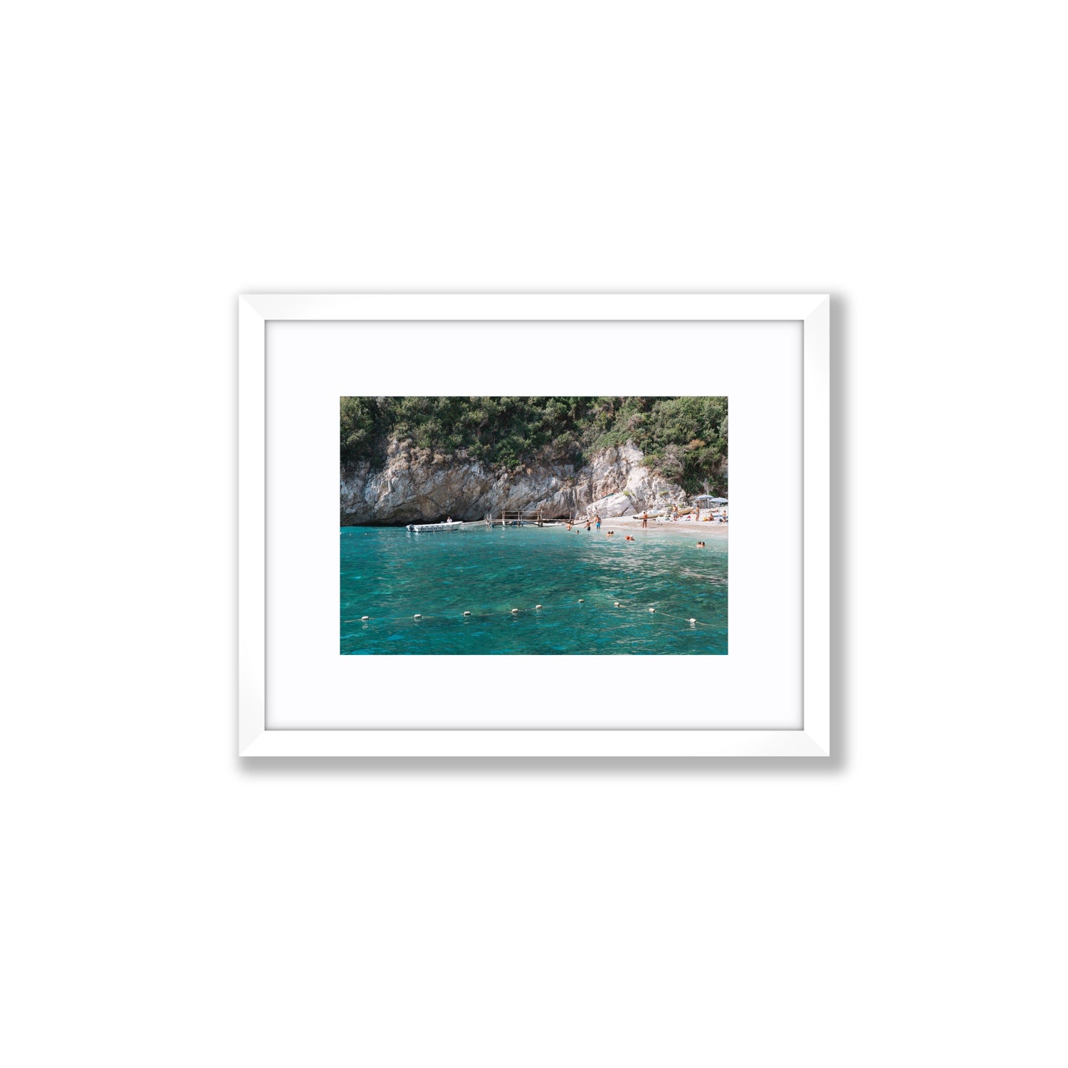 Azure Abyss Nerano wall art Small fine art print in white frame with matboard