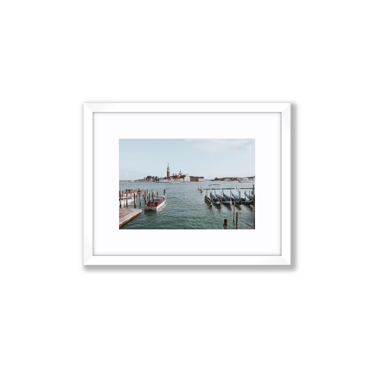 Venetian Waterscape Venice Italian art print Small fine art print in white frame with matboard
