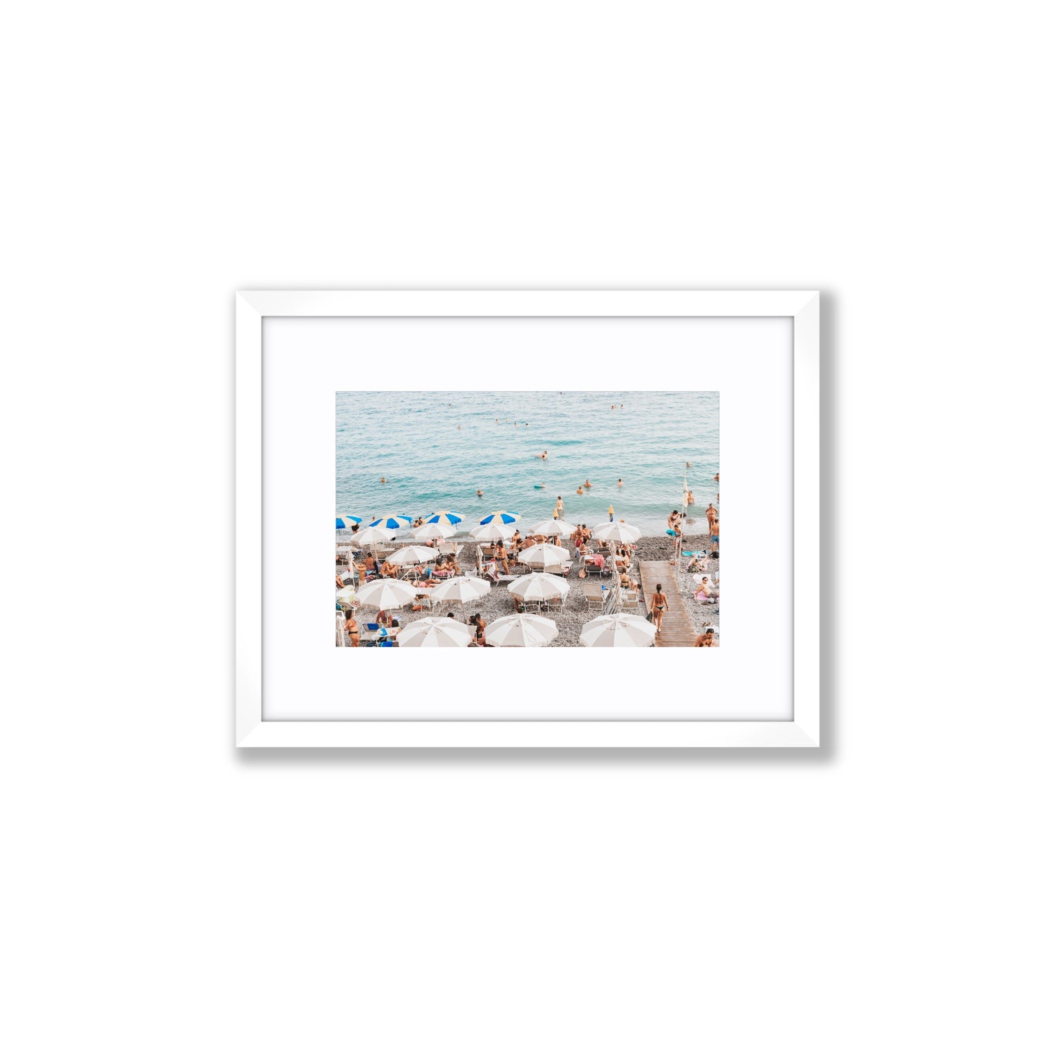Dreamscape Amalfi Italian beach wall art Small fine art print in white frame with matboard