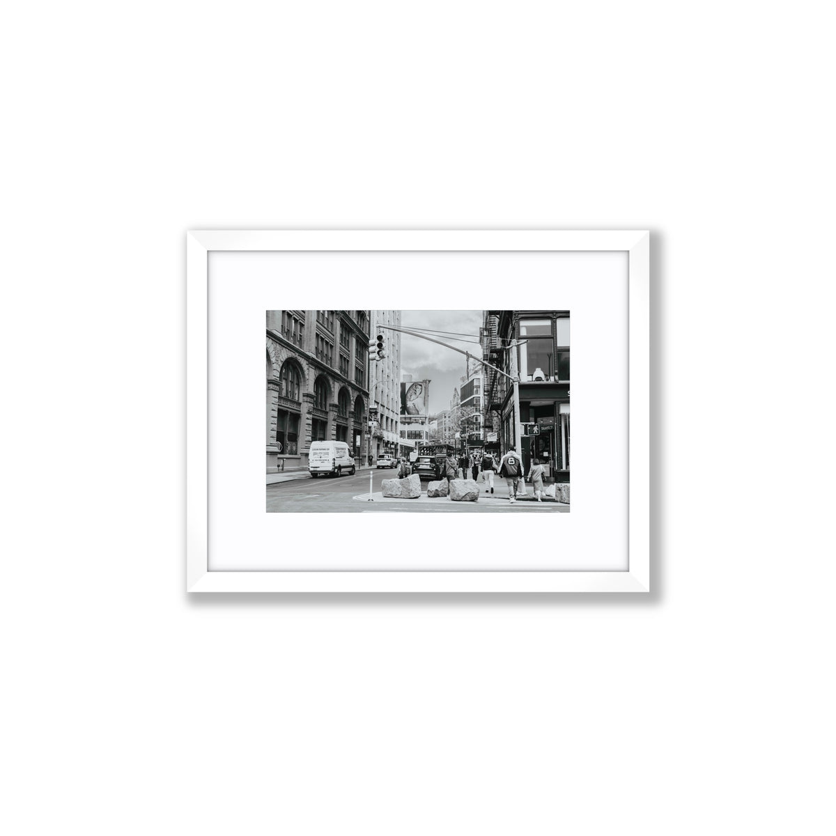 Inkwell Metropolis New York NYC Black & White wall art Small fine art print in white frame with matboard