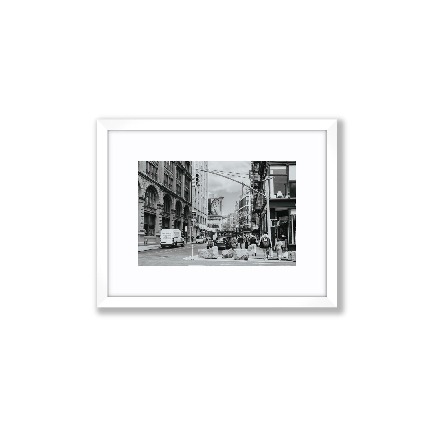 Inkwell Metropolis New York NYC Black & White wall art Small fine art print in white frame with matboard
