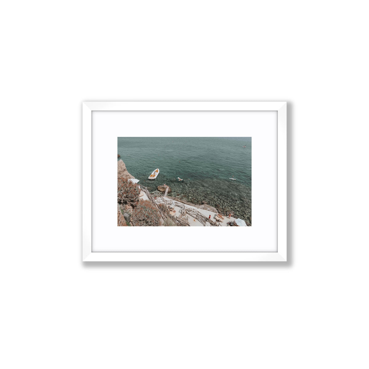 The Lagoon Tuscany coastal Italian wall art Small fine art print in white frame with matboard