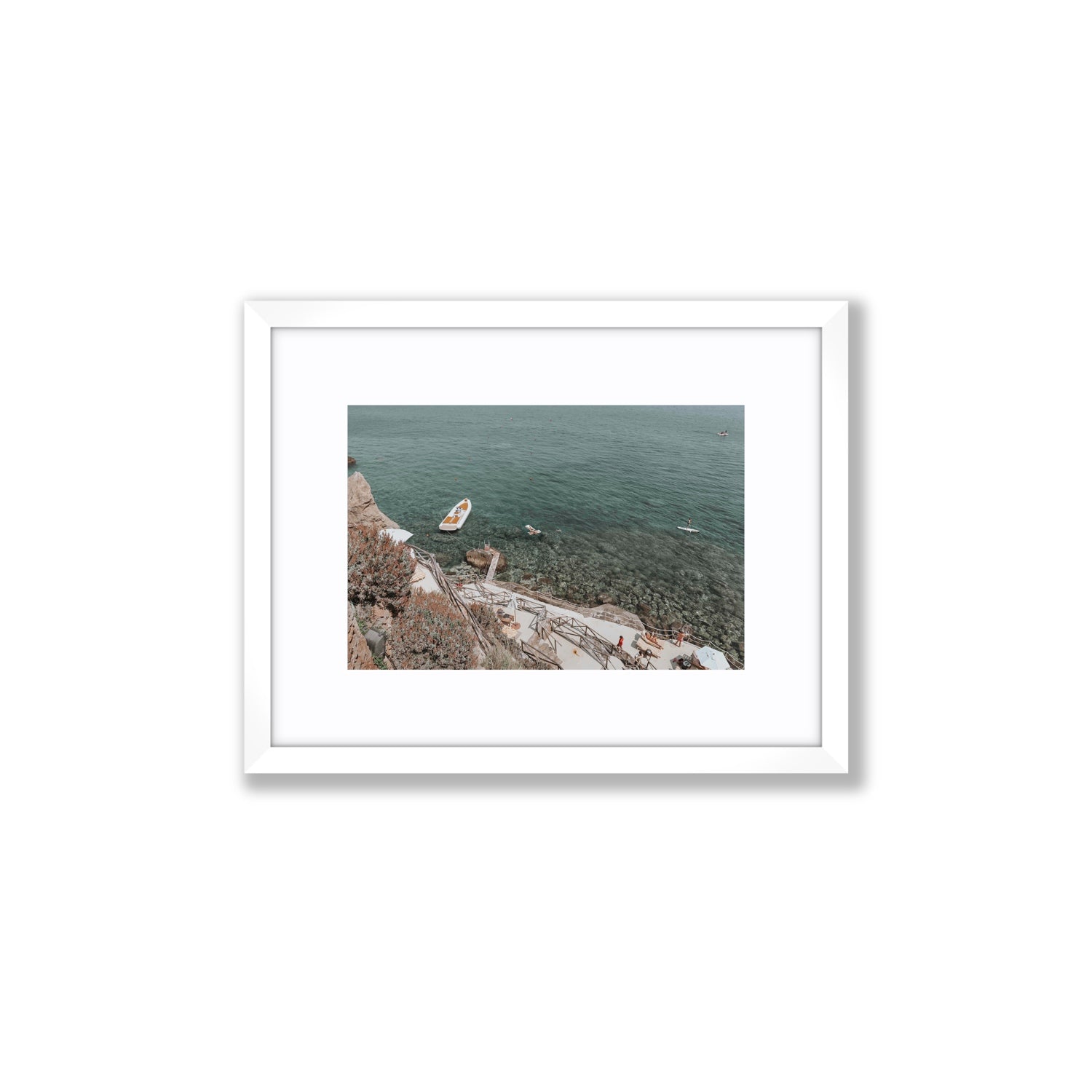 The Lagoon Tuscany coastal Italian wall art Small fine art print in white frame with matboard