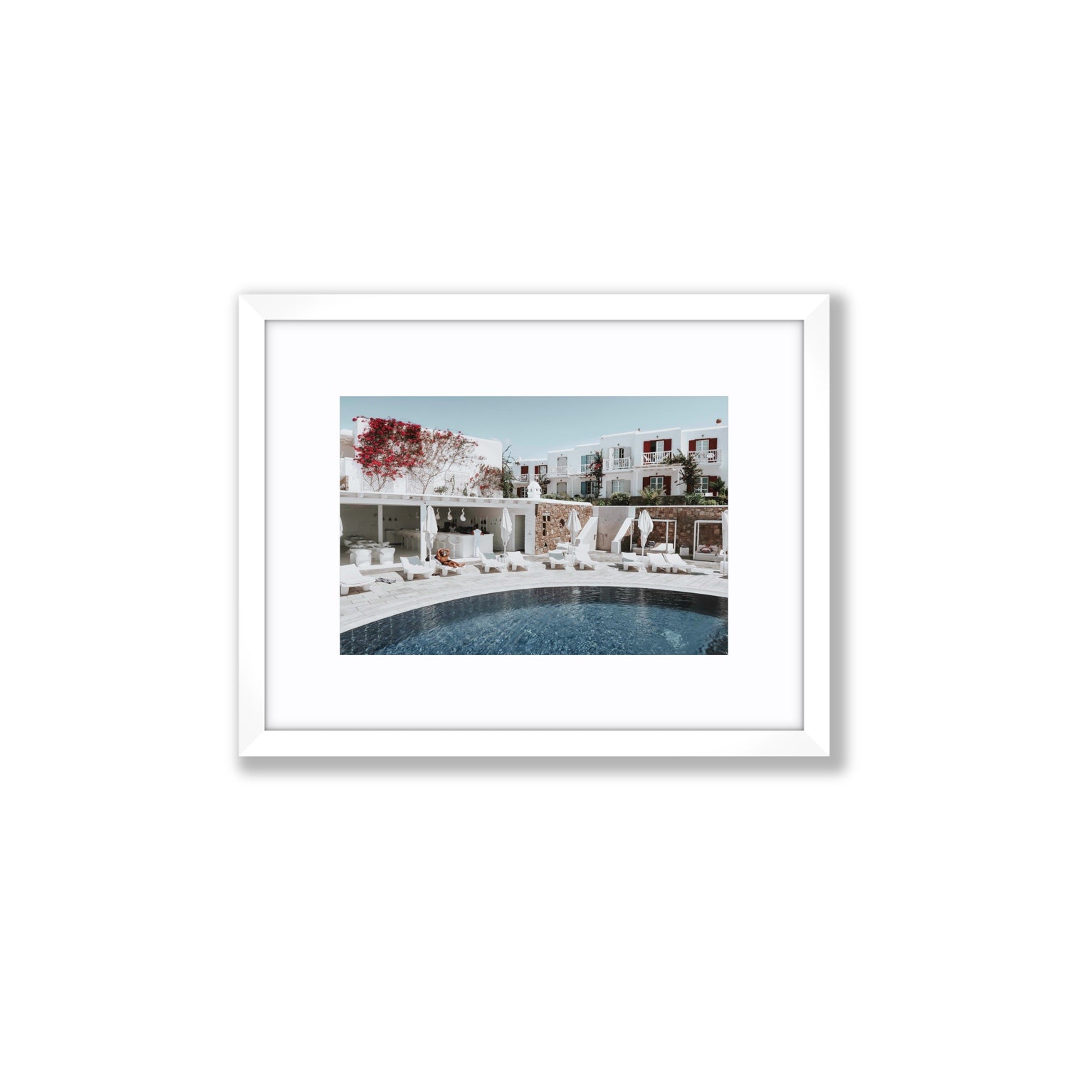Got The First Lounge fine art print, Mykonos, Greece, Small, White Frame · Matboard, Fine Art Print