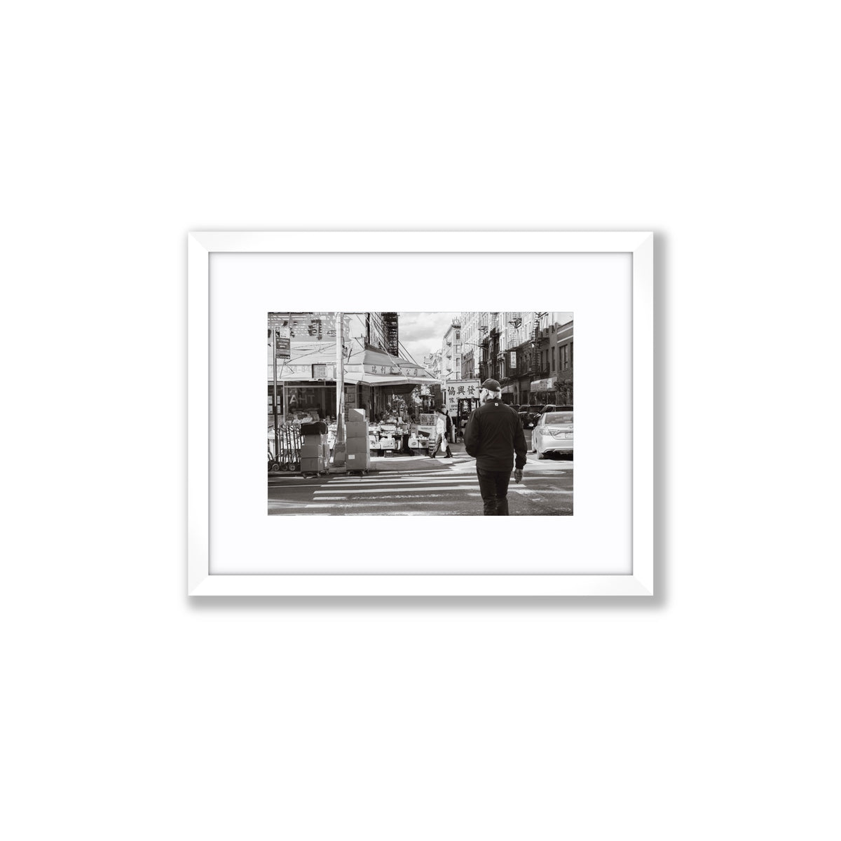 Chinatown New York NYC Street wall art Small fine art print in white frame with matboard