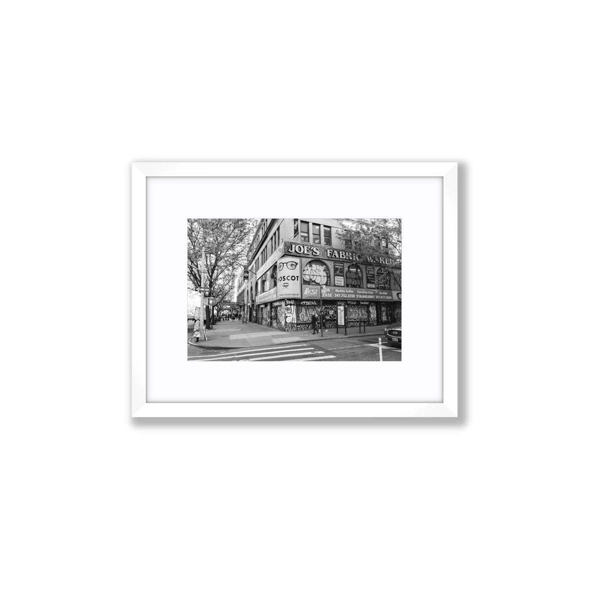 Wall Poetry New York NYC Black & White wall art Small fine art print in white frame with matboard