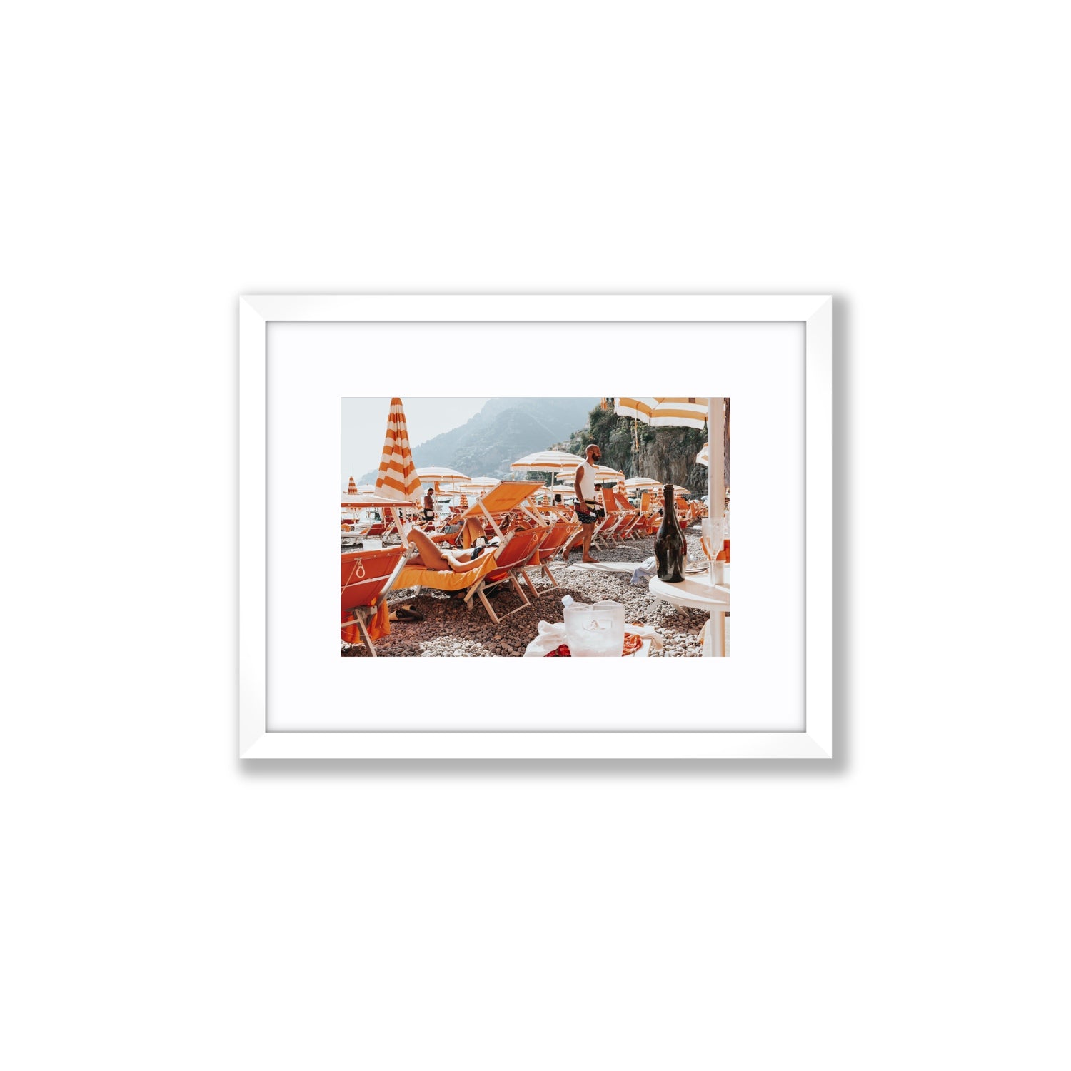Zesty Shade Positano wall art Small fine art print in white frame with matboard