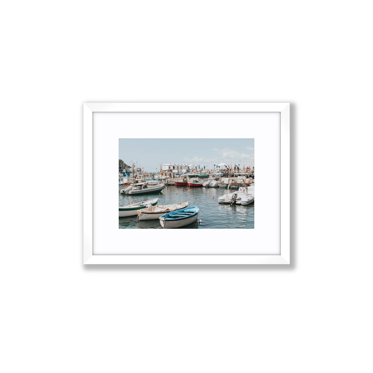 Antico Porto Sorrento Marina coastal wall art Small fine art print in white frame with matboard