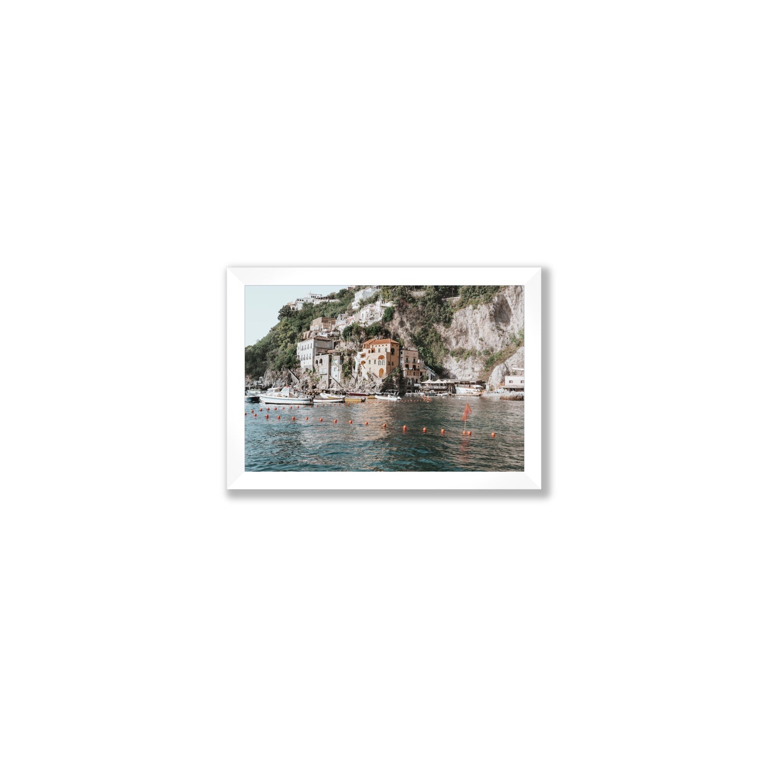 Amalfi Villas fine art print, Amalfi, Italy, coastal scenes artwork, Small, White Frame · Full Bleed, Fine Art Print