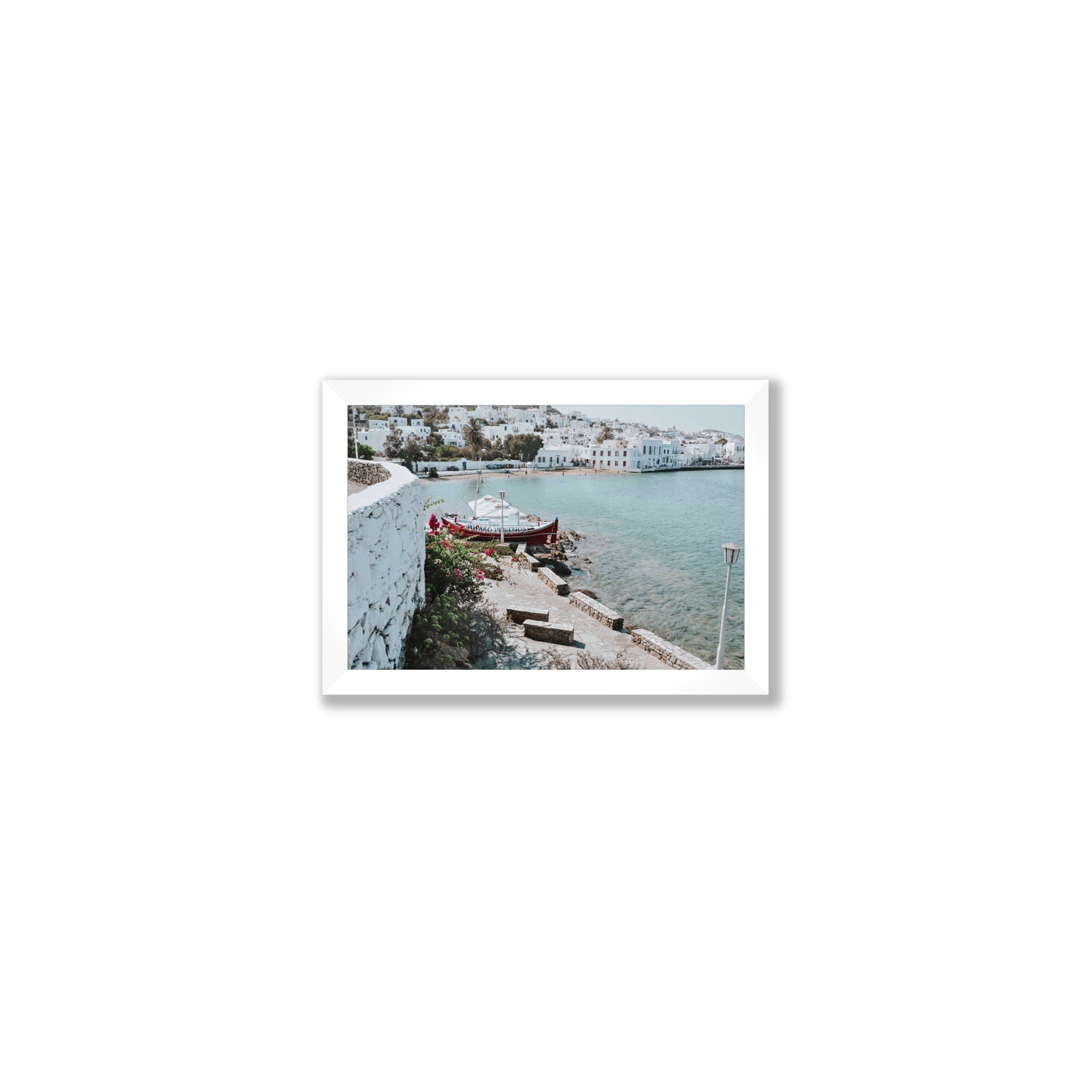 Harika Mykonos Greek island wall art Small full-bleed fine art print in white frame
