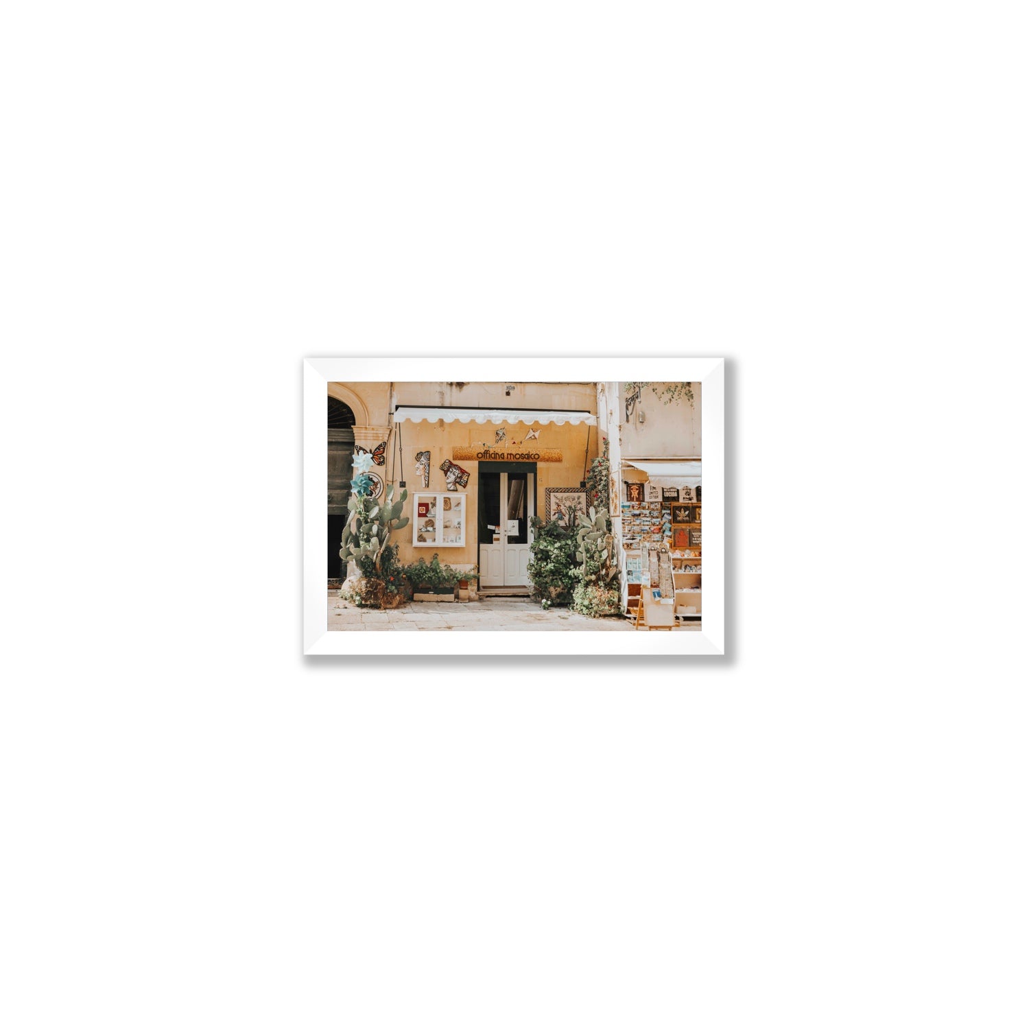 Mosaic Workshop Puglia Italian wall art Small full-bleed fine art print in white frame