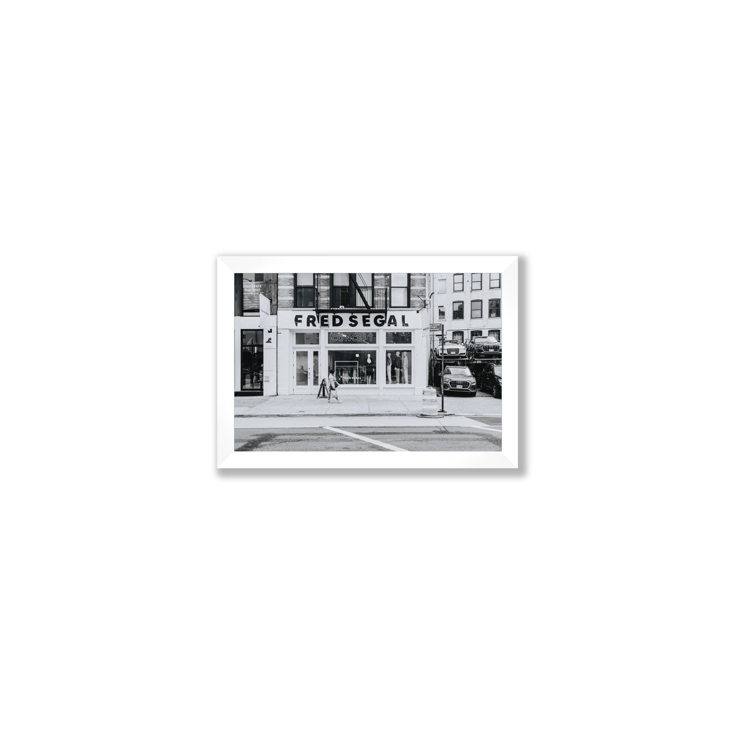 Noir York New York NYC Black & White wall art Small full-bleed fine art print in white frame