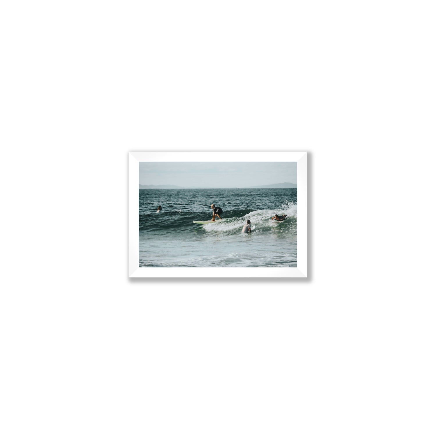 The Boys of Summer Byron Bay Surf coastal wall art Small full-bleed fine art print in white frame