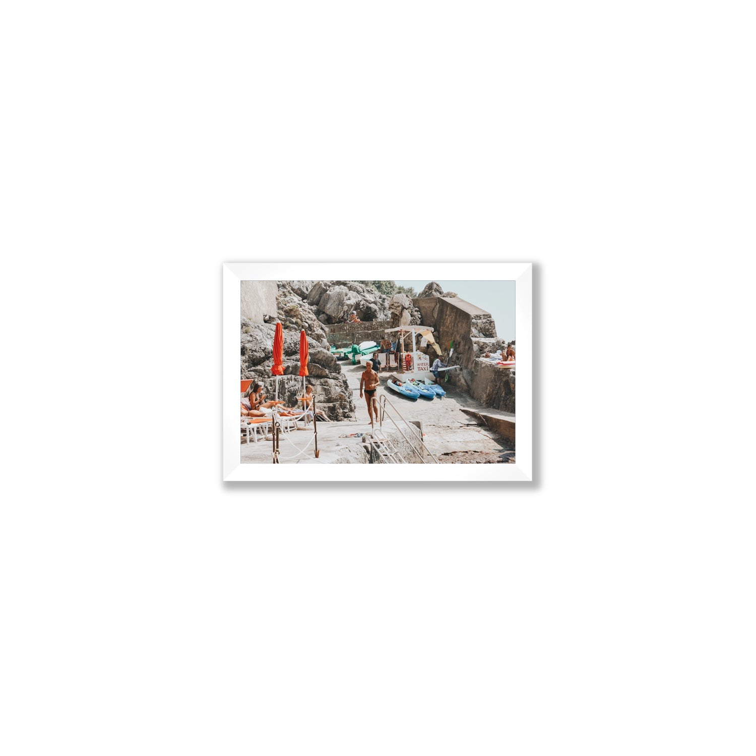 The Local Praiano Amalfi Coast Mediterranean wall art Small full-bleed fine art print in white frame