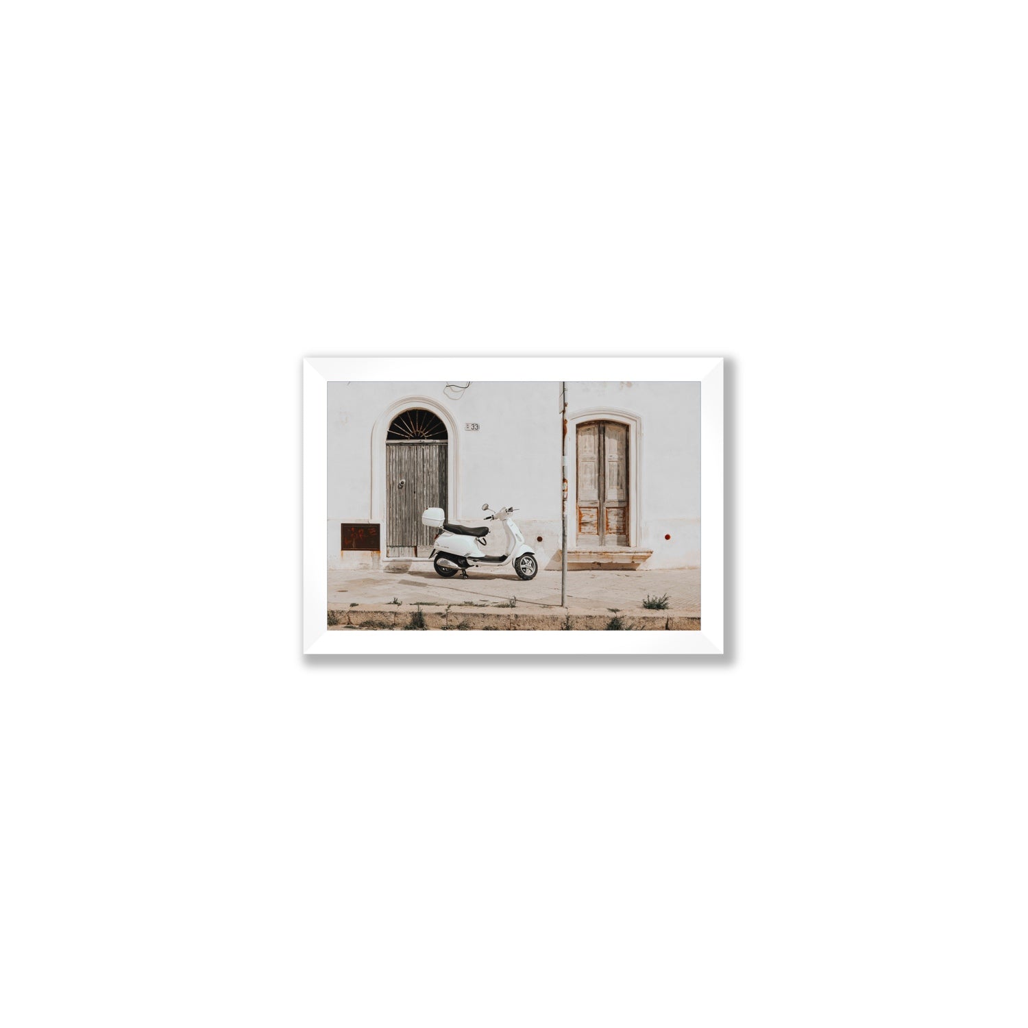 Vespa Nostalgia Puglia Italian wall art Small full-bleed fine art print in white frame