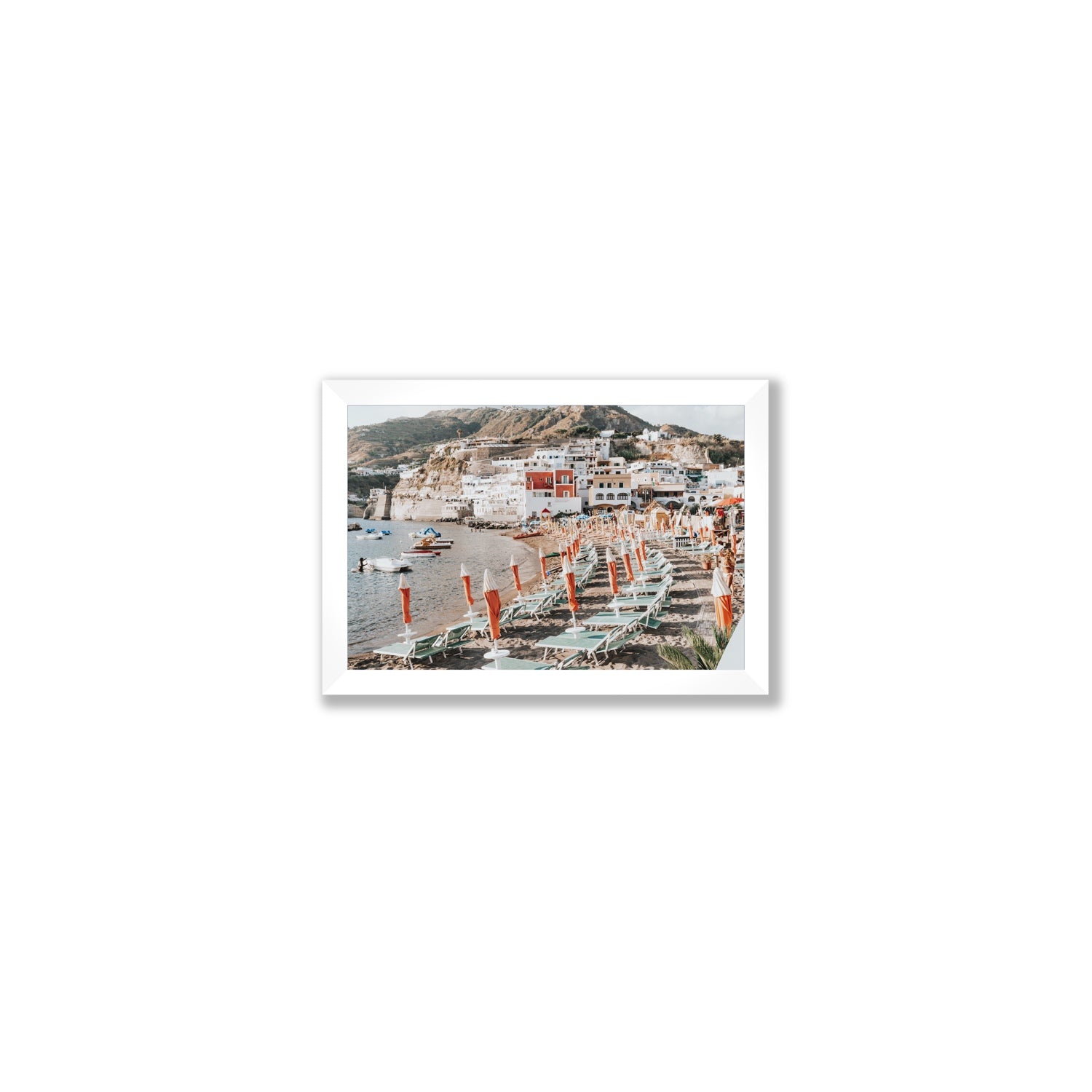 Sole Estivo Ischia Italian coastal wall art Small full-bleed fine art print in white frame