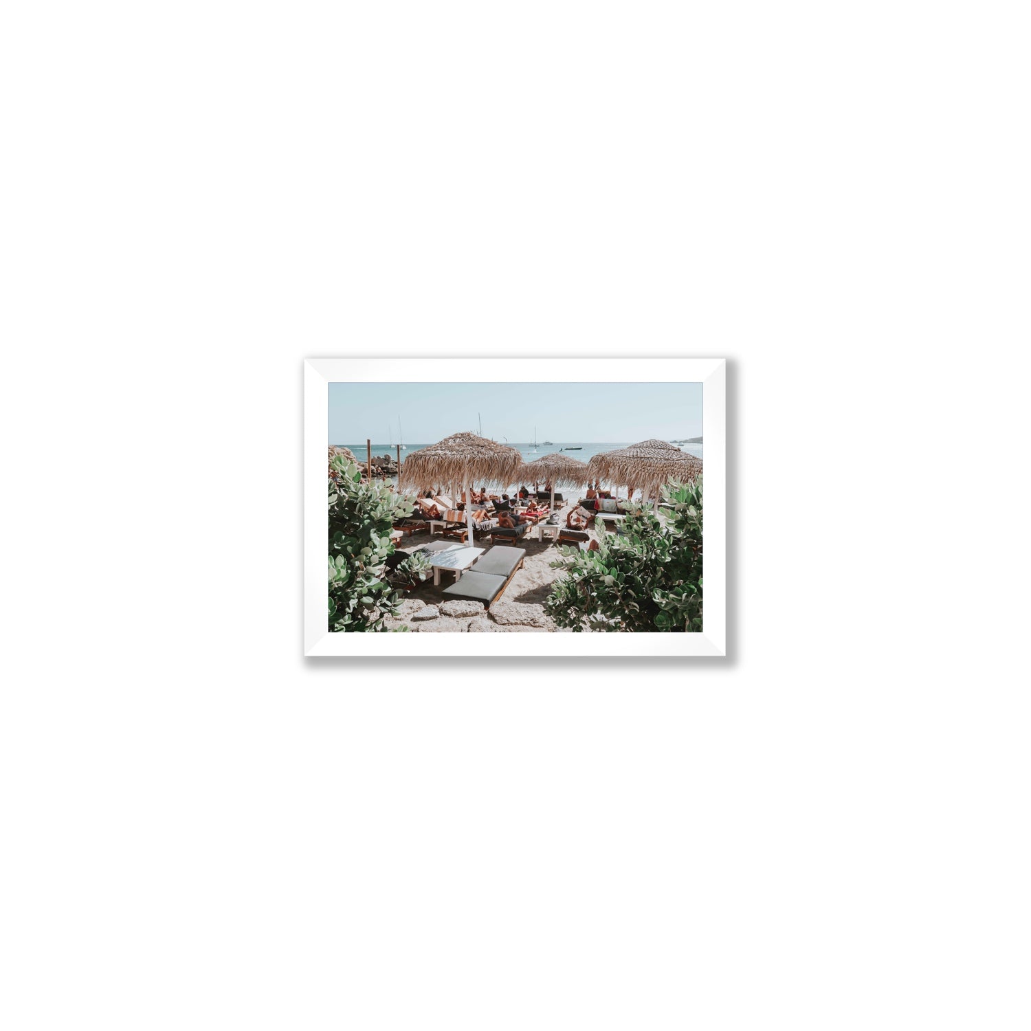 Greek Haven Mykonos Greek island coastal wall art Small full-bleed fine art print in white frame