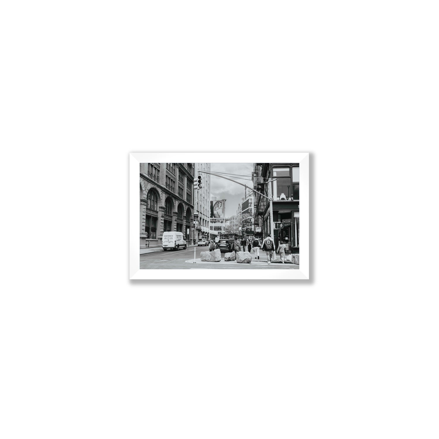 Inkwell Metropolis New York NYC Black & White wall art Small full-bleed fine art print in white frame