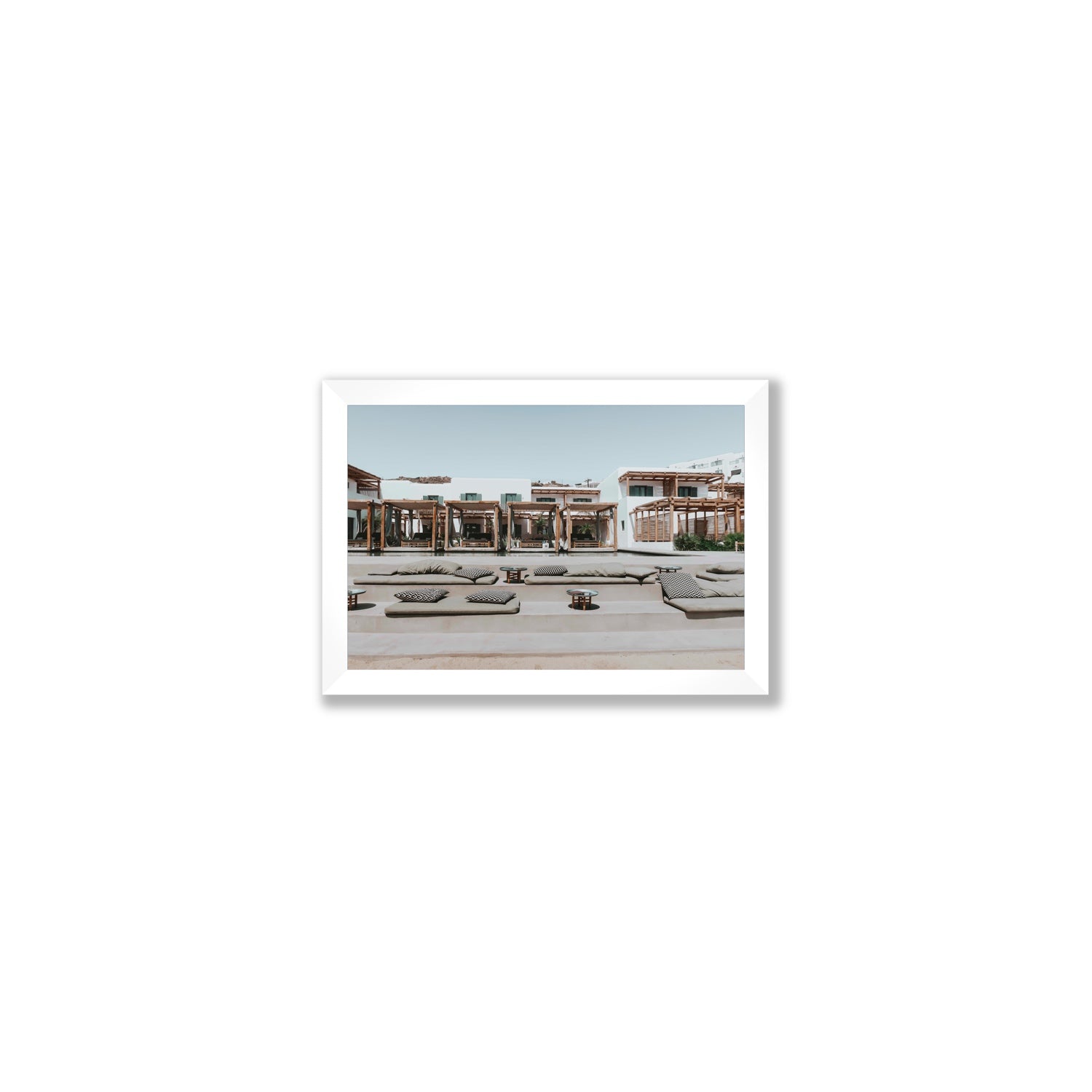 Platis Gialos fine art print, Mykonos, Greece, Small, White Frame · Full Bleed, Fine Art Print