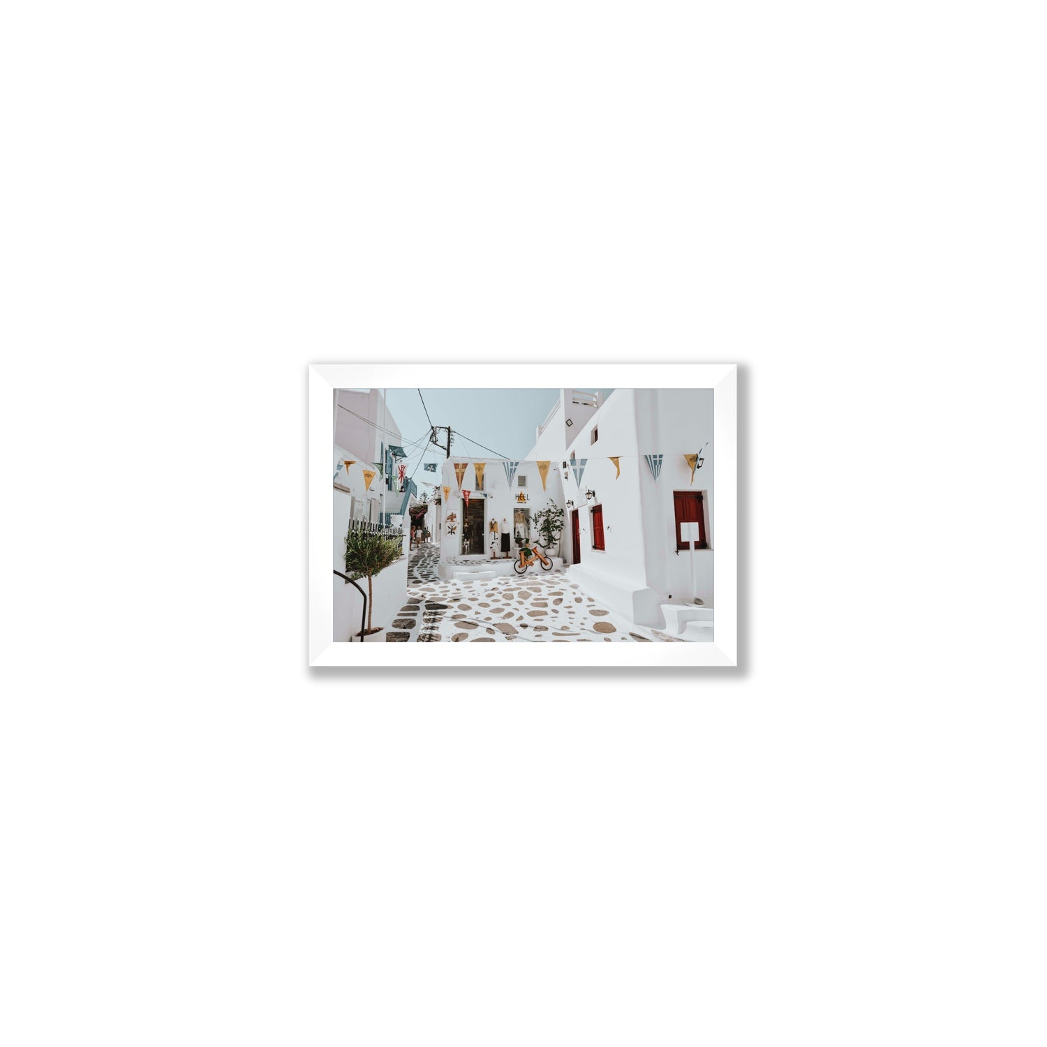 Cruising The Streets Mykonos Greek island wall art Small full-bleed fine art print in white frame