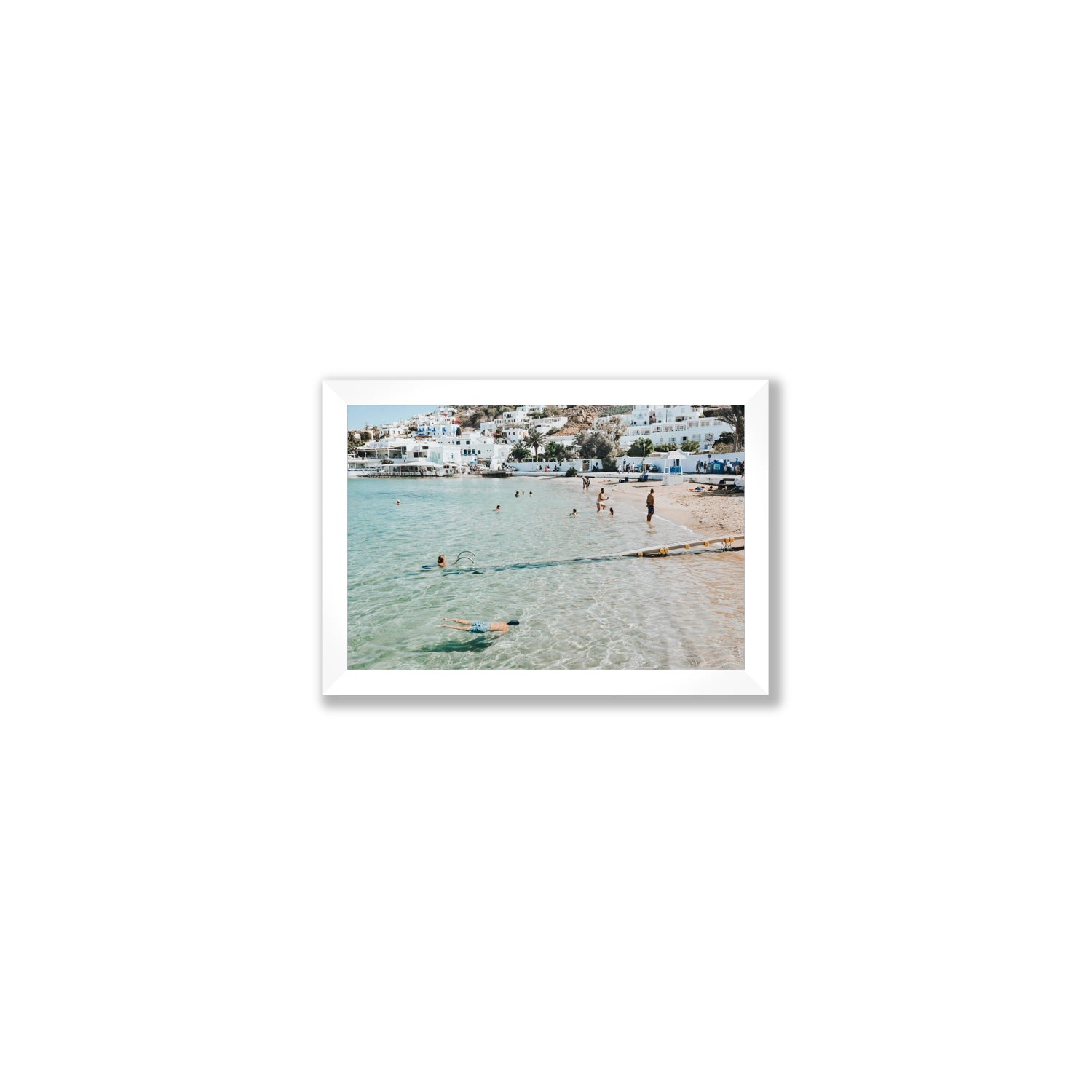 Bathe Yourself In Beauty Mykonos Greek island wall art Small full-bleed fine art print in white frame