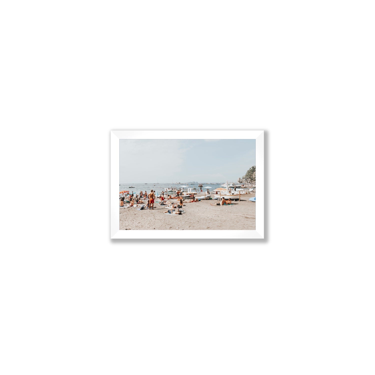 Beachy Vibes fine art print, Positano, Italy, Small, White Frame · Full Bleed, Fine Art Print
