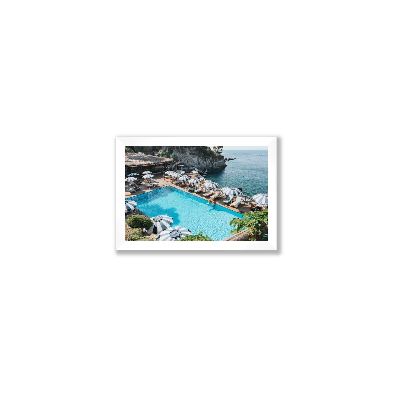 Oceanview Ischia Italian coastal wall art Small full-bleed fine art print in white frame