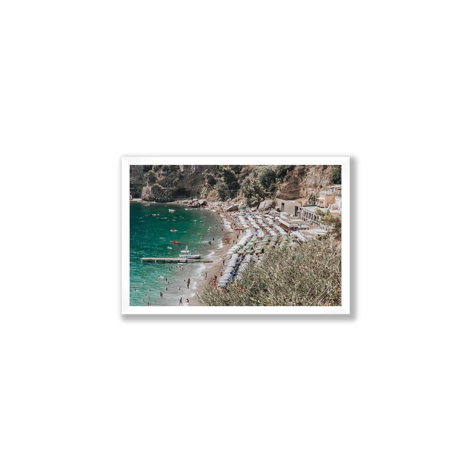 Fornillo Beach fine art print, Positano, Italy, Medium, White Frame · Full Bleed, Fine Art Print