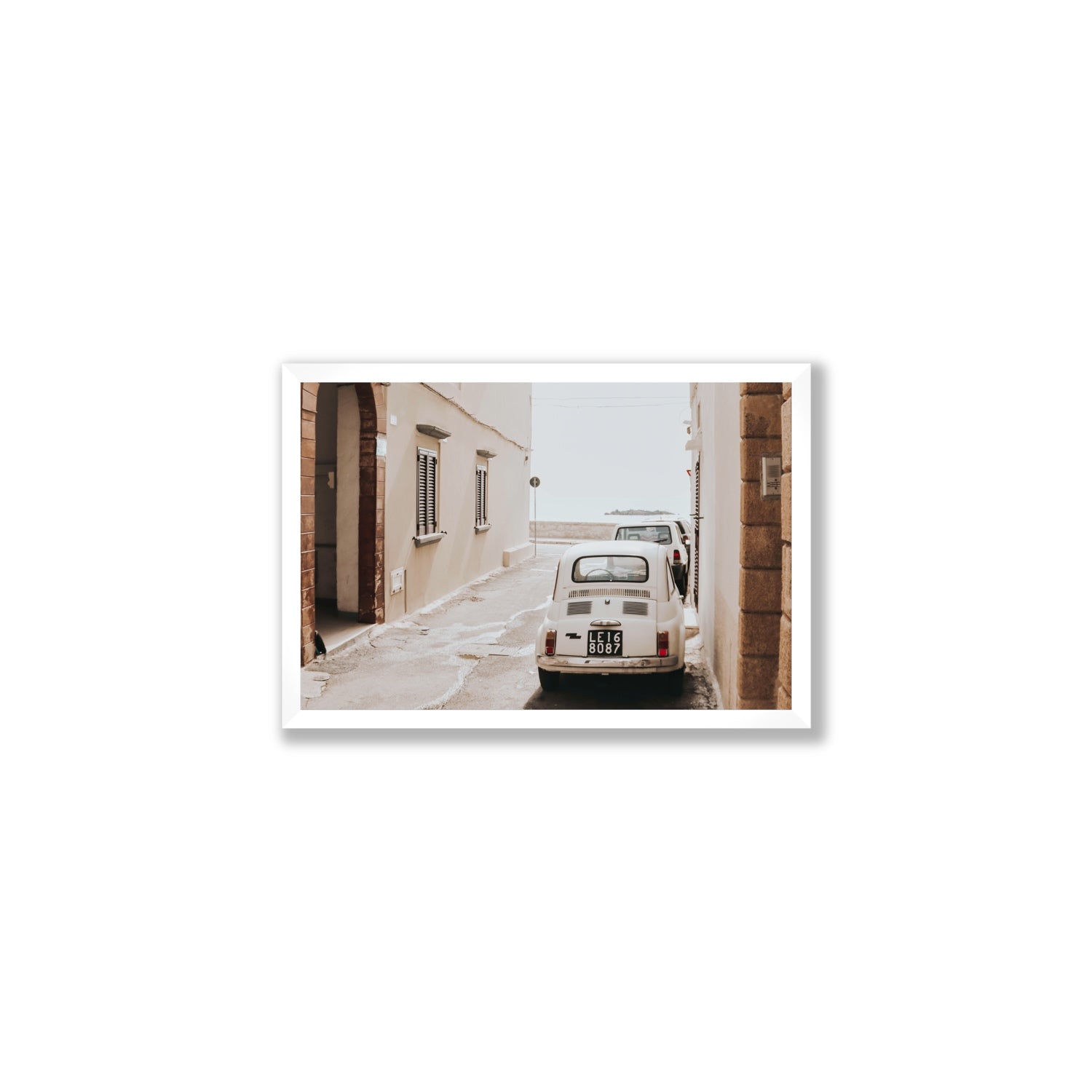 Bambini Lane Puglia Italian wall art Medium full-bleed fine art print in white frame