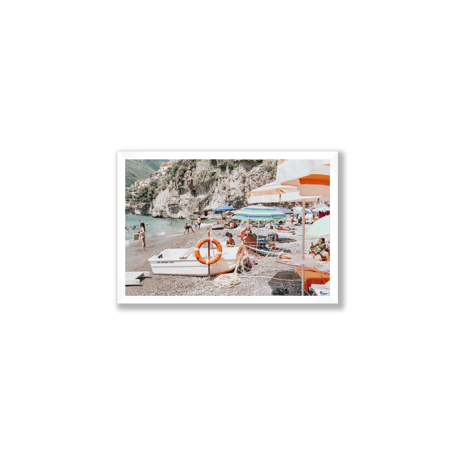 Bellezza By The Bay fine art print, Positano, Italy, Medium, White Frame · Full Bleed, Fine Art Print