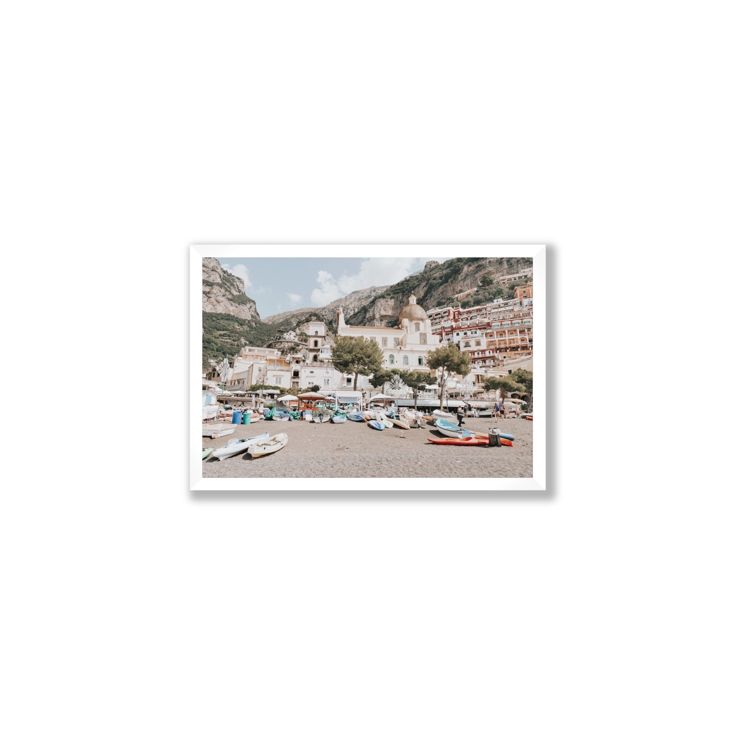 Pastel Paradise fine art print, Positano, Italy, Medium, White Frame · Full Bleed, Fine Art Print