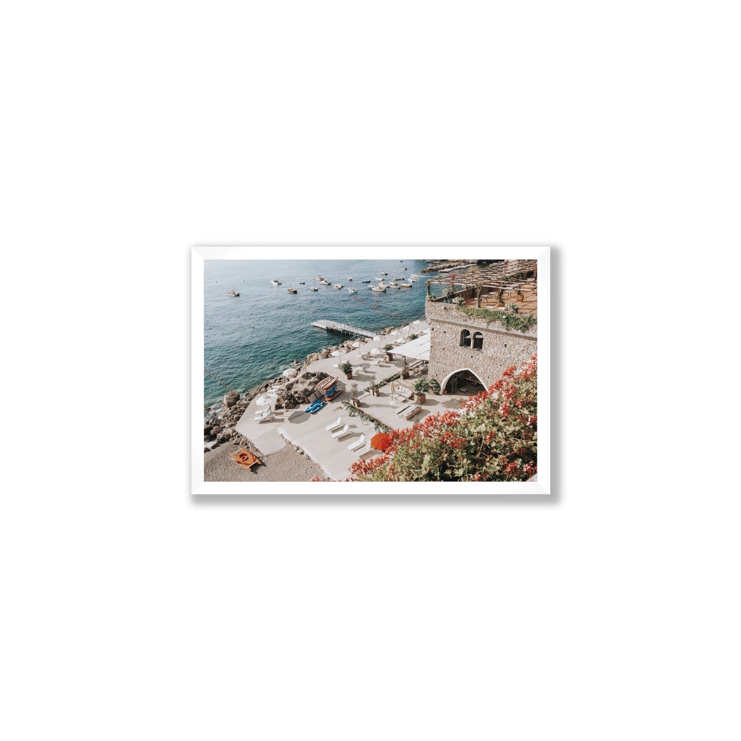 Floral Fortress fine art print, Amalfi, Italy, Medium, White Frame · Full Bleed, Fine Art Print